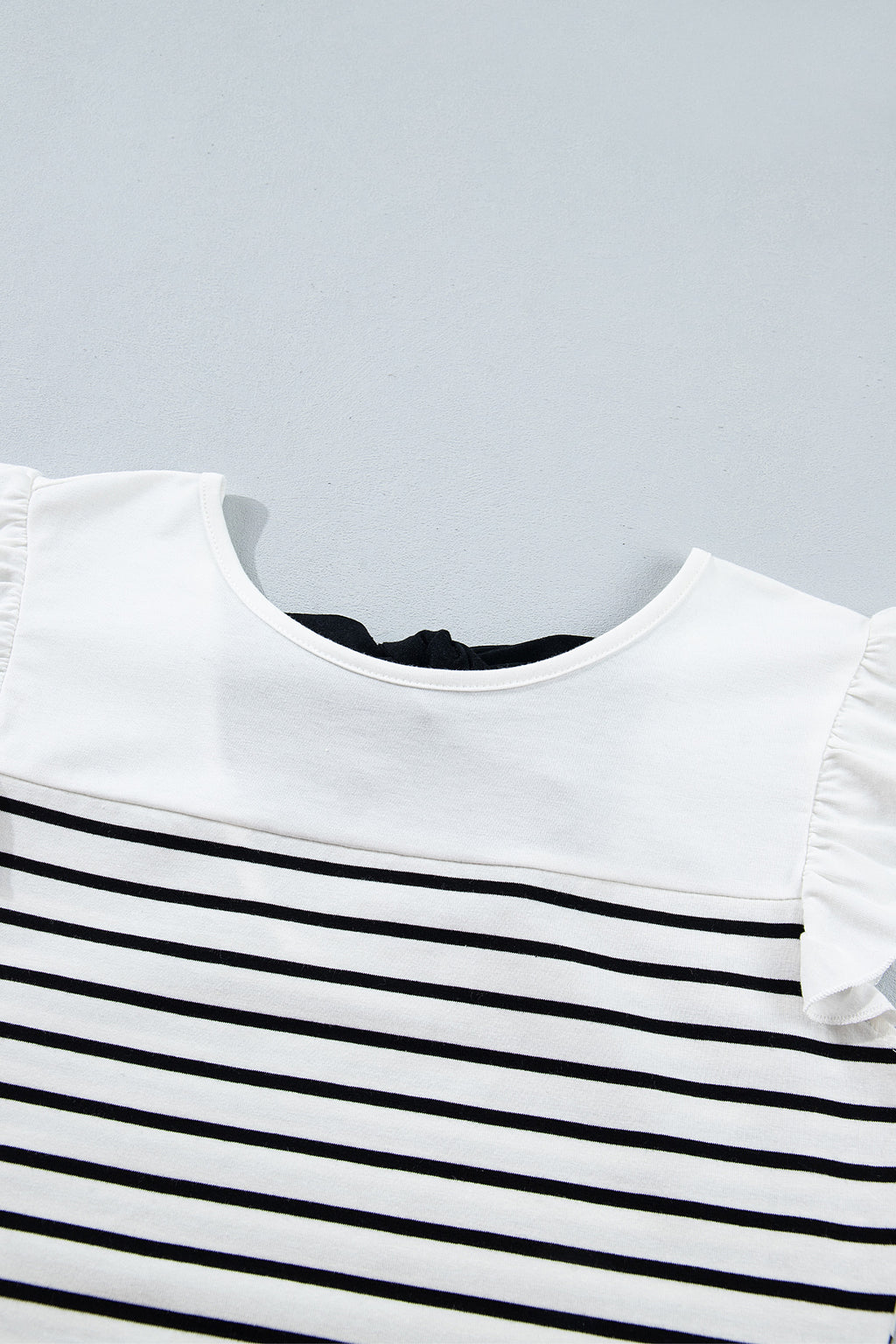 White Stripe Ruffle Trim Knot Back Tank Top | Sizes S-XL