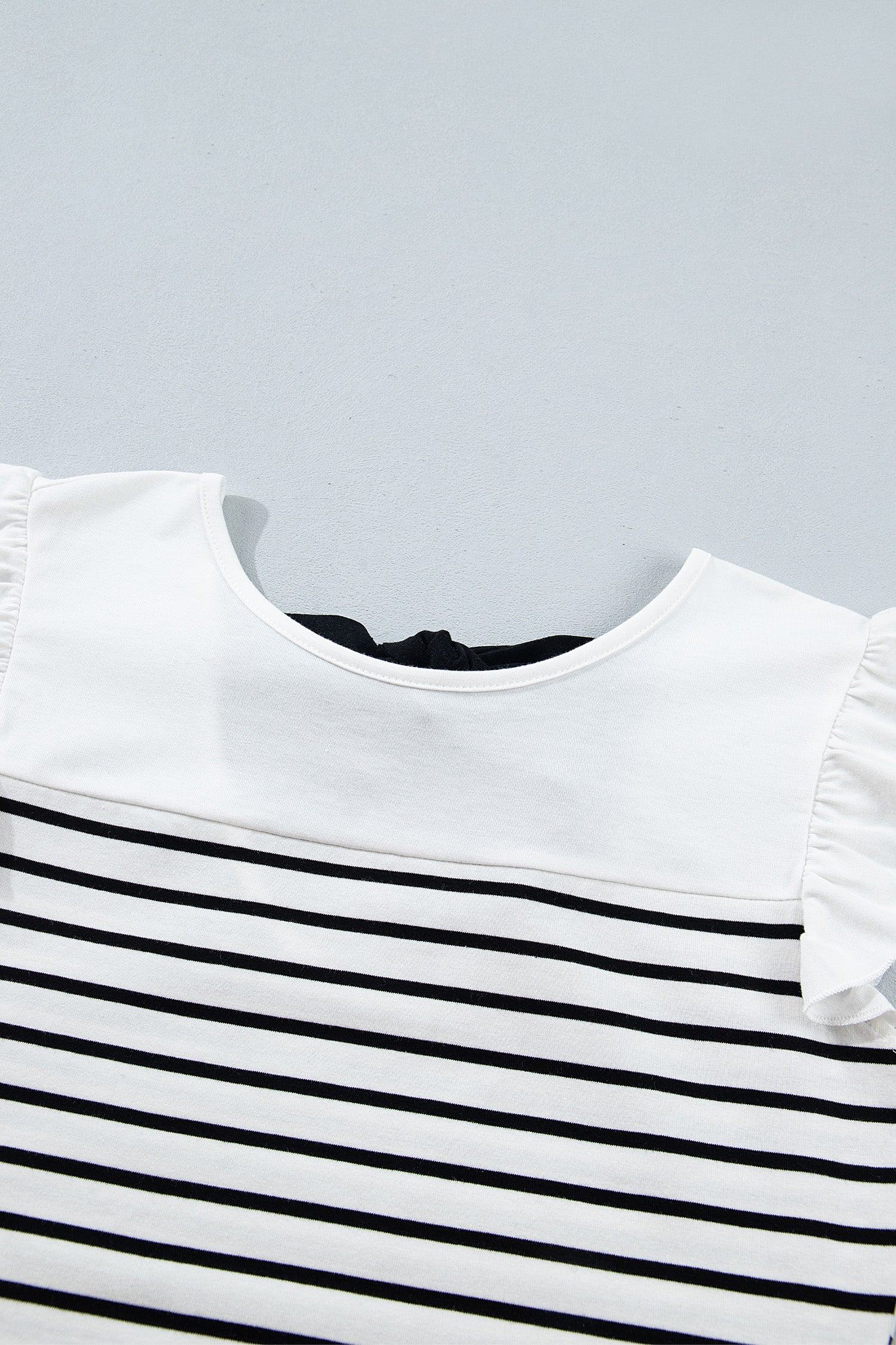 White Stripe Ruffle Trim Knot Back Tank Top | Sizes S-XL
