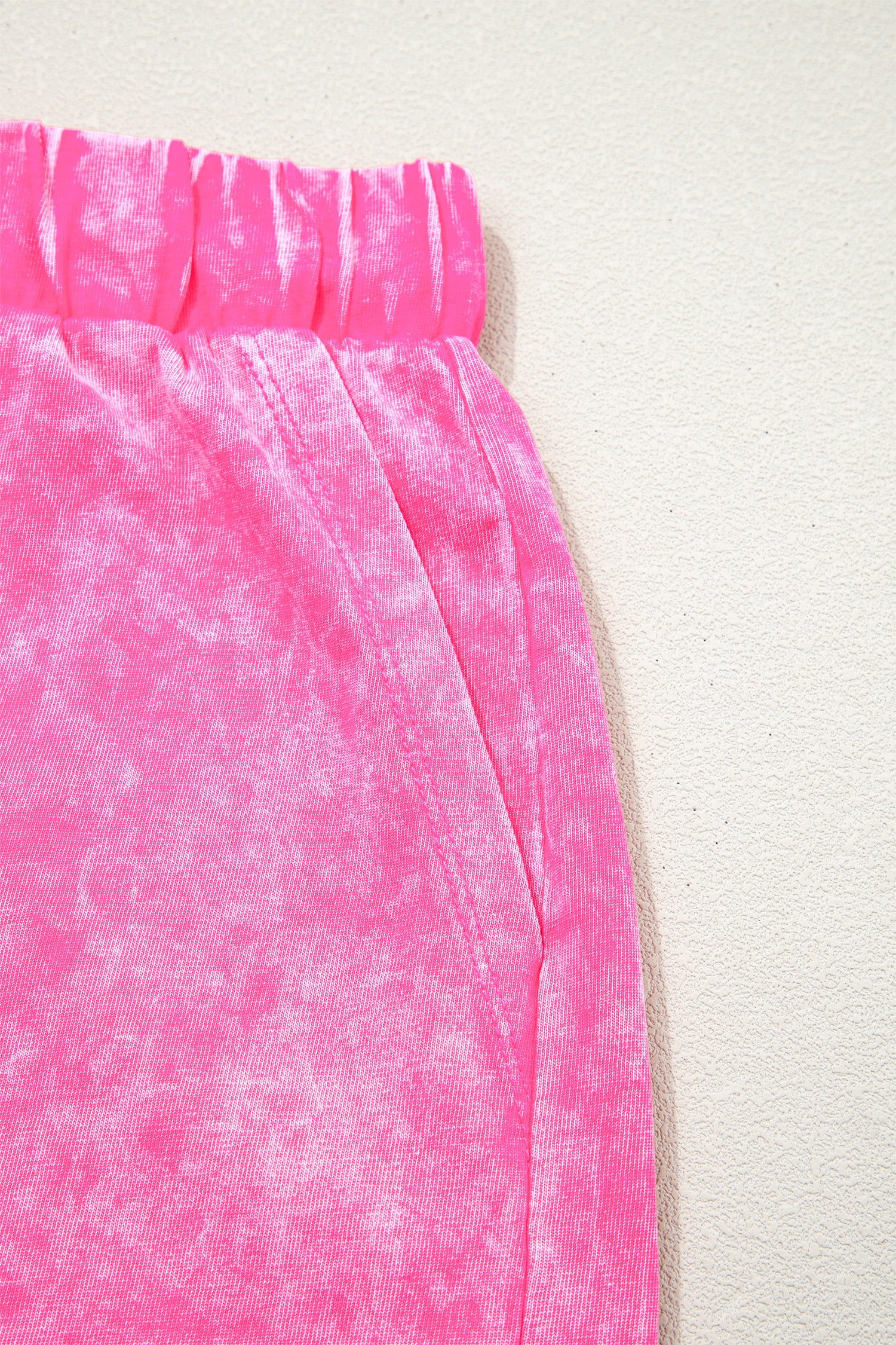 LivelyLooks Women's Mineral Wash Cotton Crew Neck Tee & Shorts Set Pink S-XL women's fashion