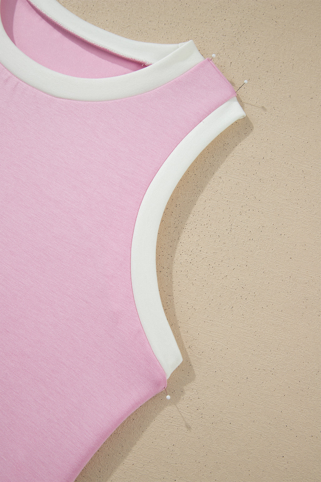 Colourblock Trim Cropped Tank & Wide Leg Trousers Set | Pink & Sky Blue | Sizes 8-22