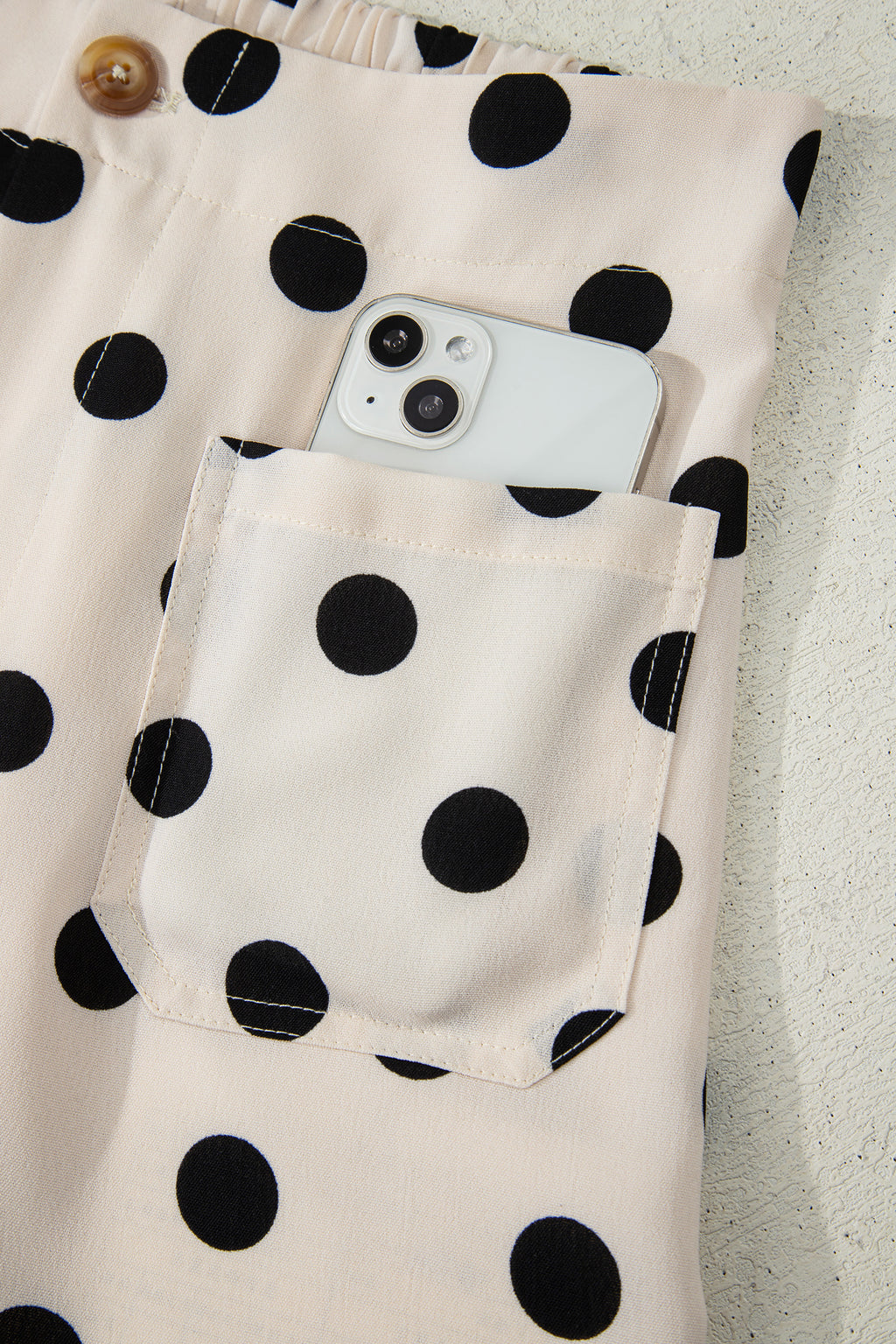 Shop Polka Dot Patched Pocket Mid-Rise Straight Leg Trousers S-XL at LivelyLooks