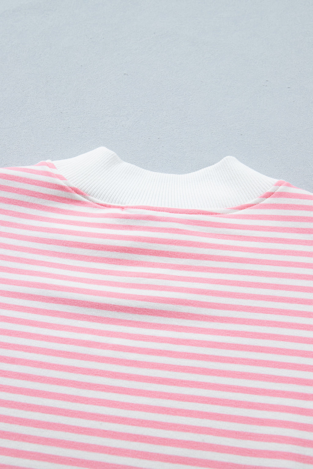 Striped Cuffed Sleeve Mock Neck Tee & Shorts Co-ord | Sky Blue, Pink & Green