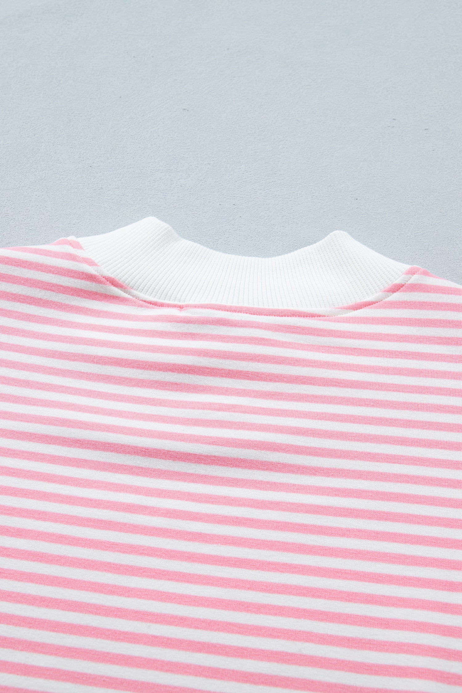 Striped Cuffed Sleeve Mock Neck Tee & Shorts Co-ord | Sky Blue, Pink & Green