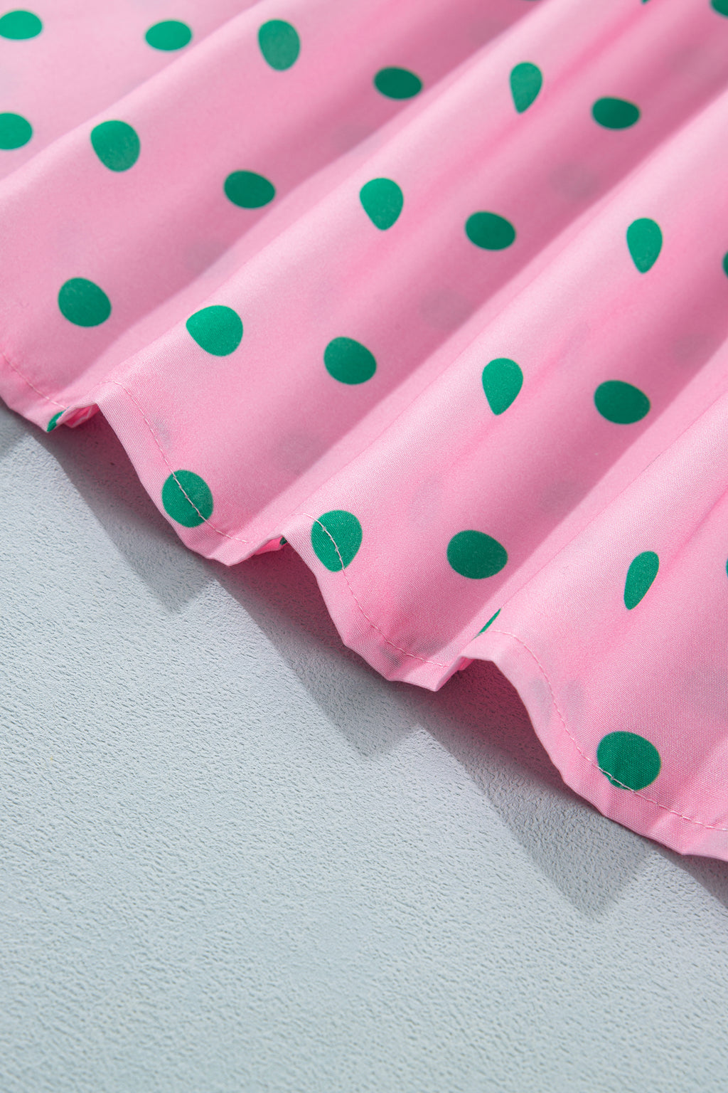 Pink Polka Dot Print V Neck Short Sleeve Tiered Mini Dress | UK 8–22