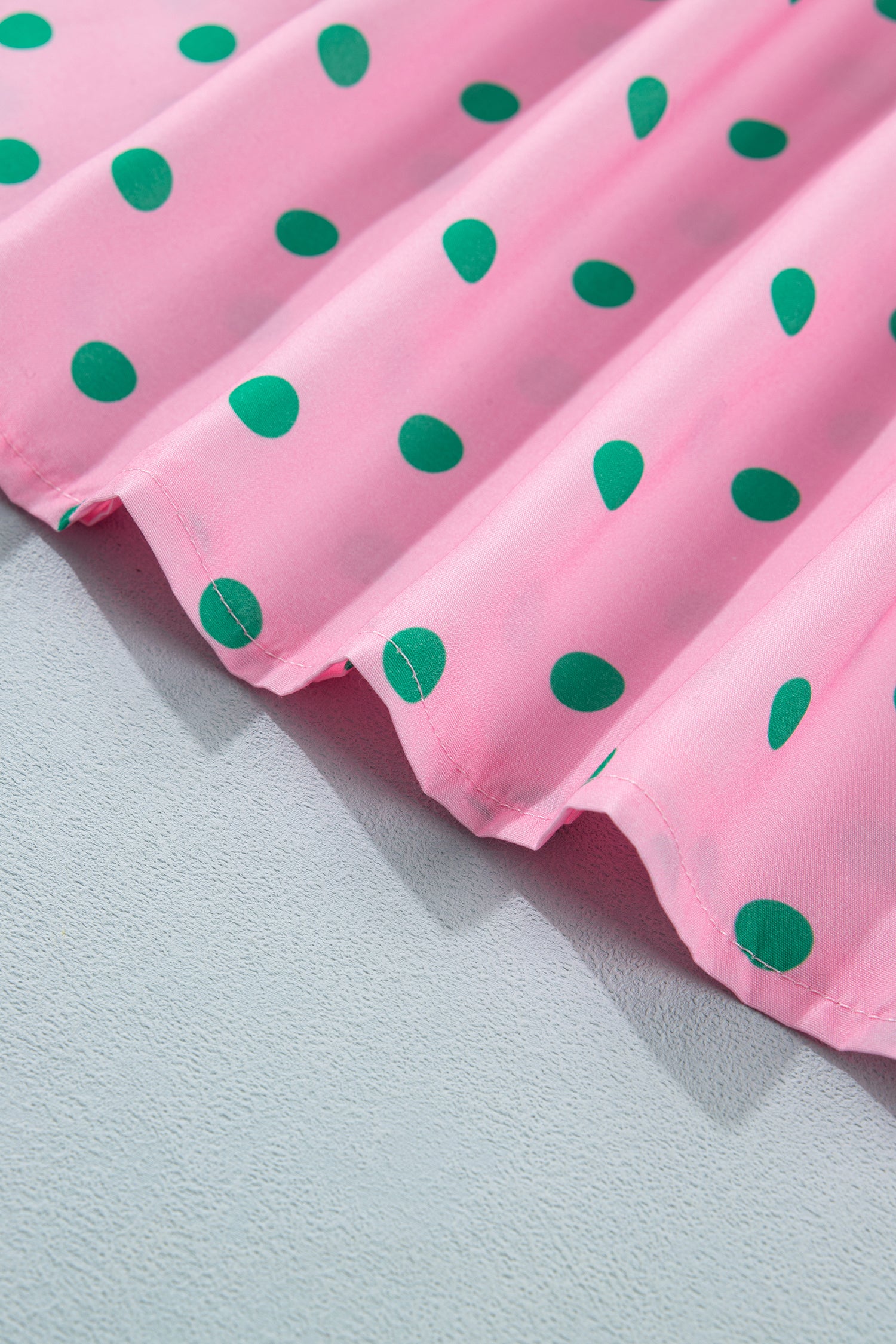 Pink Polka Dot Print V Neck Short Sleeve Tiered Mini Dress | UK 8–22