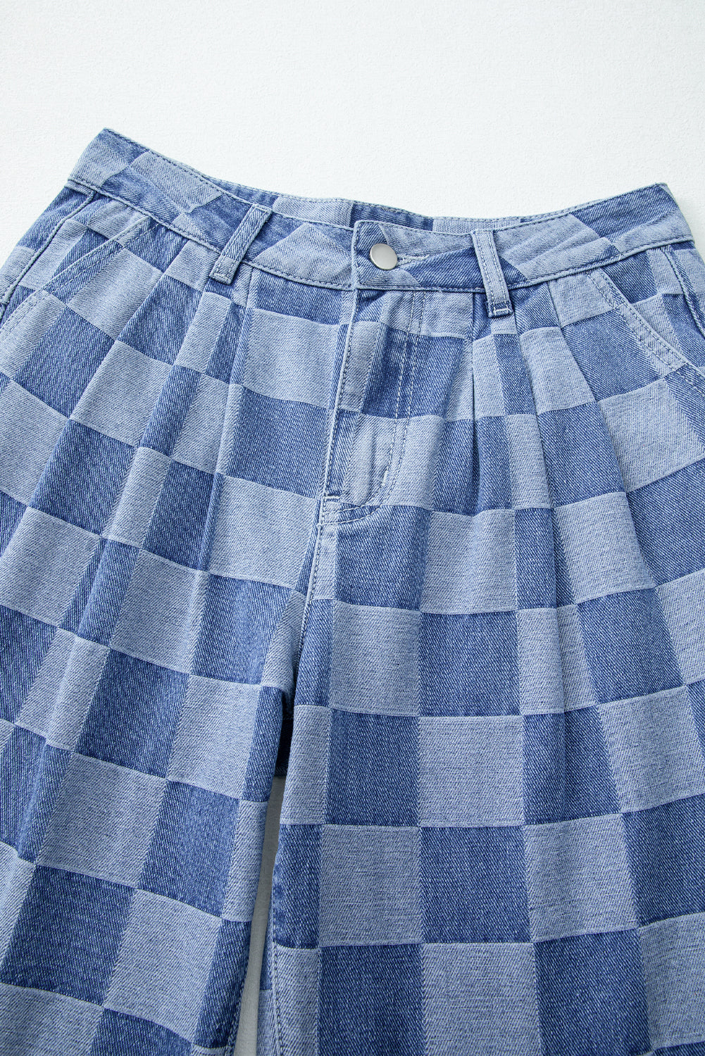 Shop Checkered Denim Wide Leg Jeans UK 8-20 at LivelyLooks