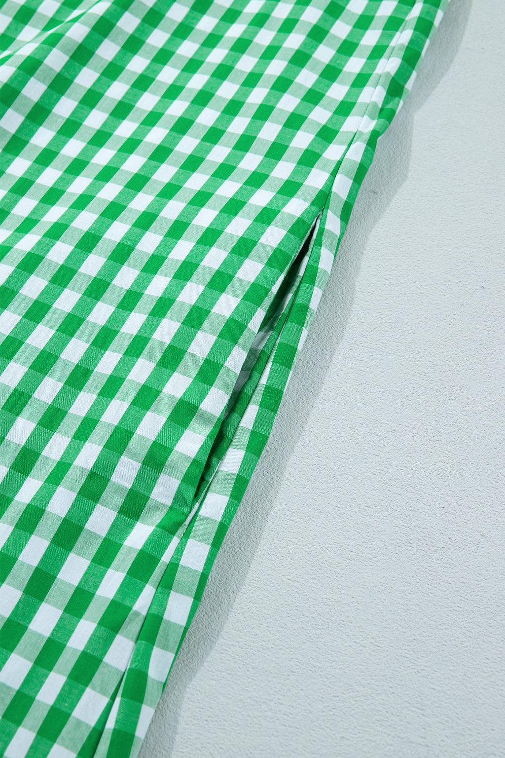 Bright Green Colour Block Plaid Summer Midi Dress S-XL