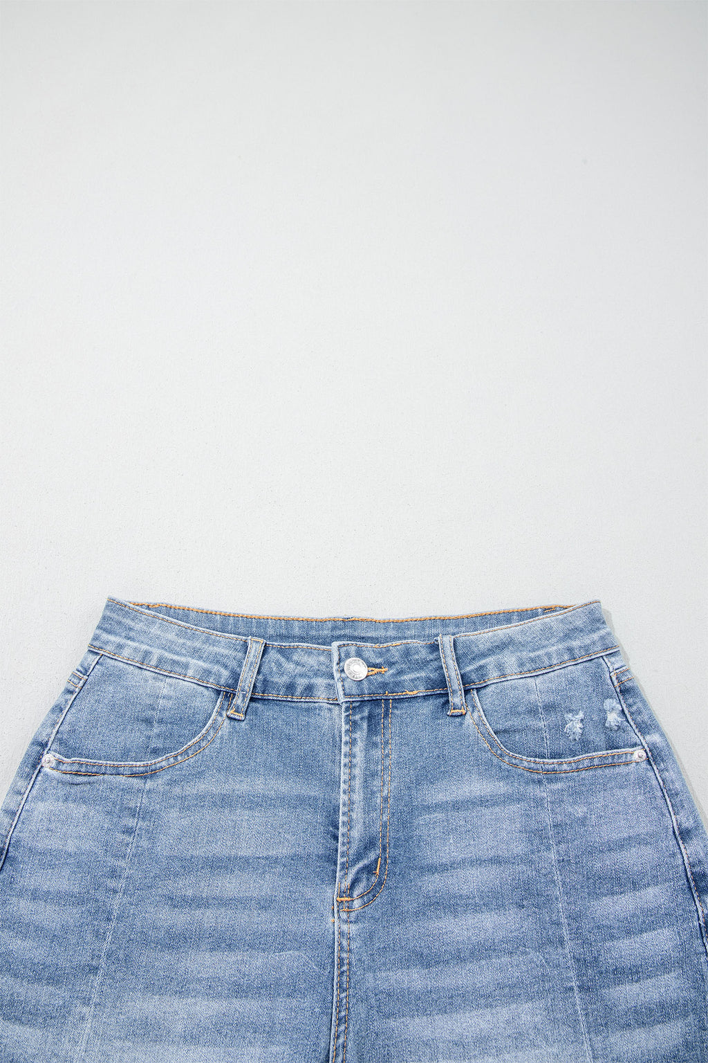 Women's Beau Blue Acid Wash Raw Hem Denim Shorts at LivelyLooks