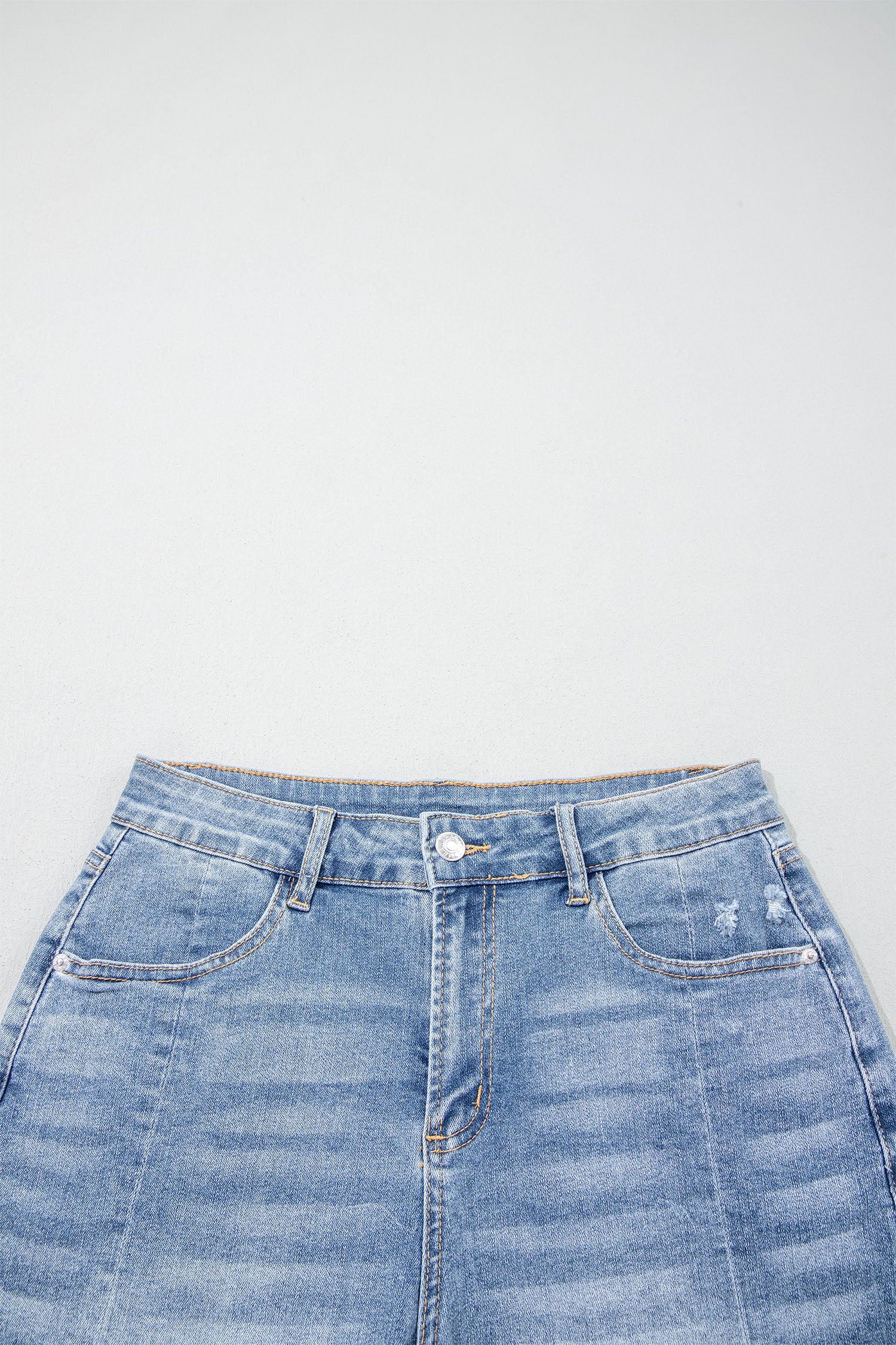 Women's Beau Blue Acid Wash Raw Hem Denim Shorts at LivelyLooks