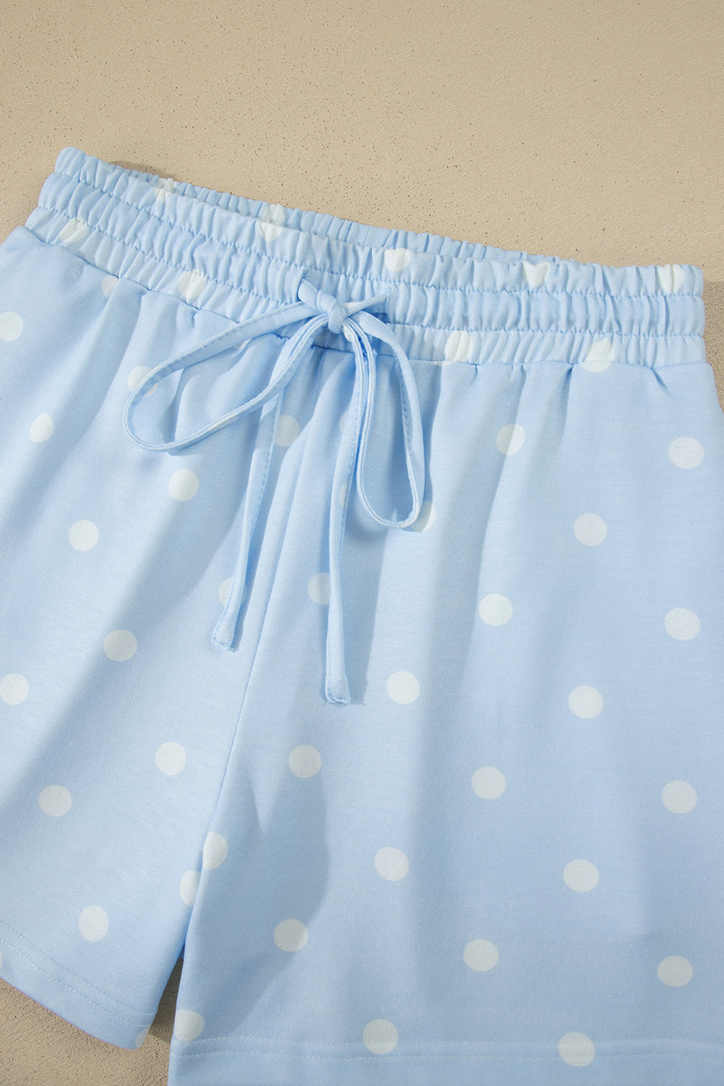 LivelyLooks White Polka Dot Exposed Seam Loose Tee & Drawstring Shorts Set S-XL women's fashion