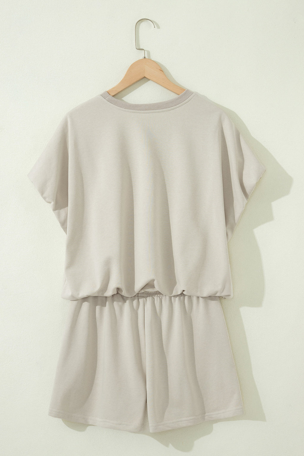 Puffy Loose Top & Drawstring Shorts Set – Smoke Grey & Light Blue
