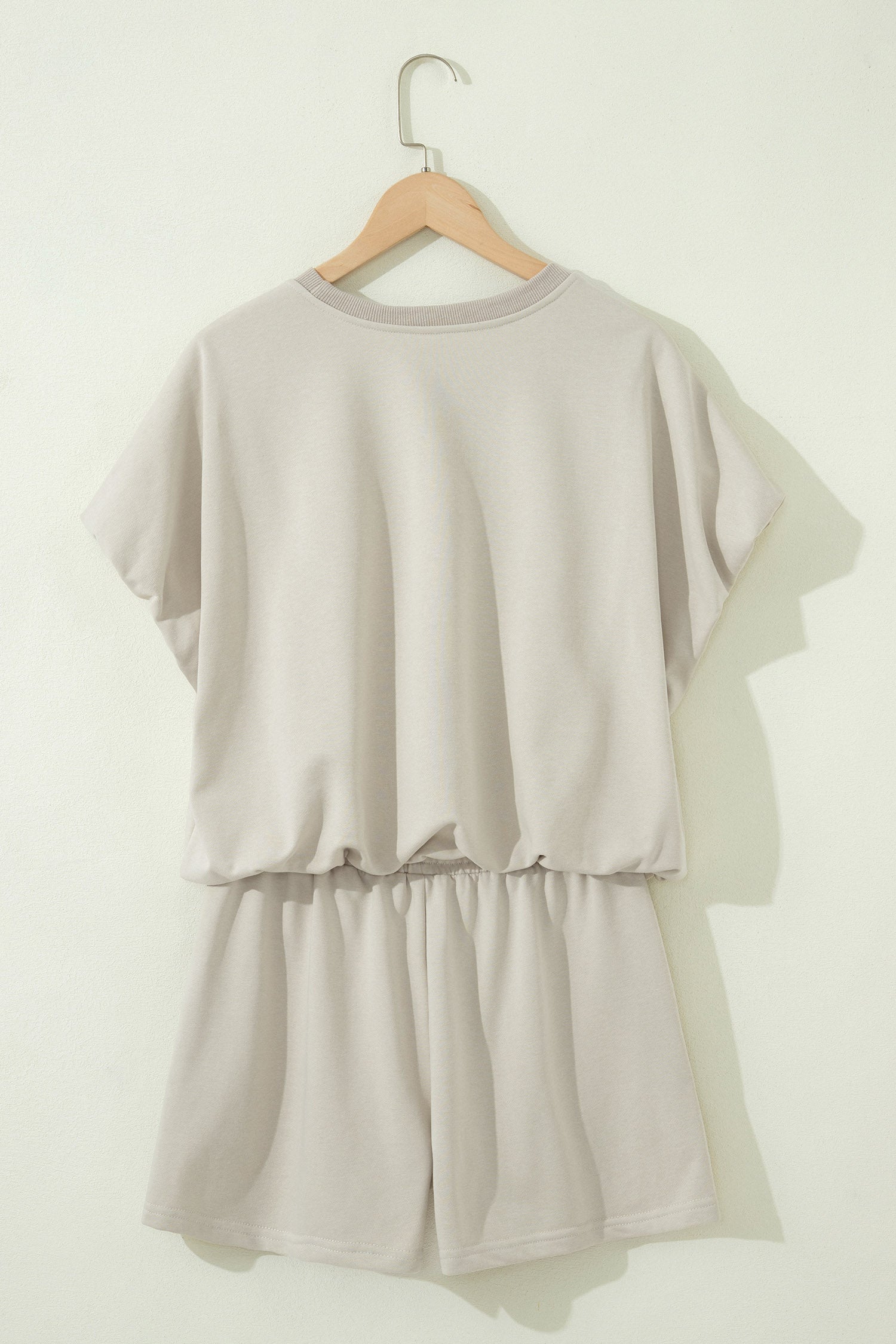 Puffy Loose Top & Drawstring Shorts Set – Smoke Grey & Light Blue