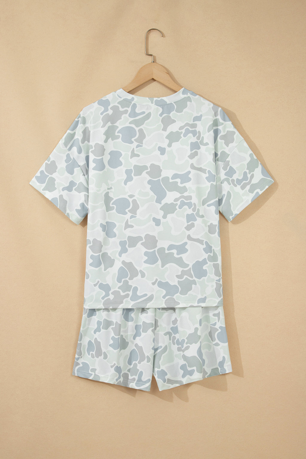 Multicolour Camouflage Print Casual Tee & Drawstring Shorts Co-ord Set
