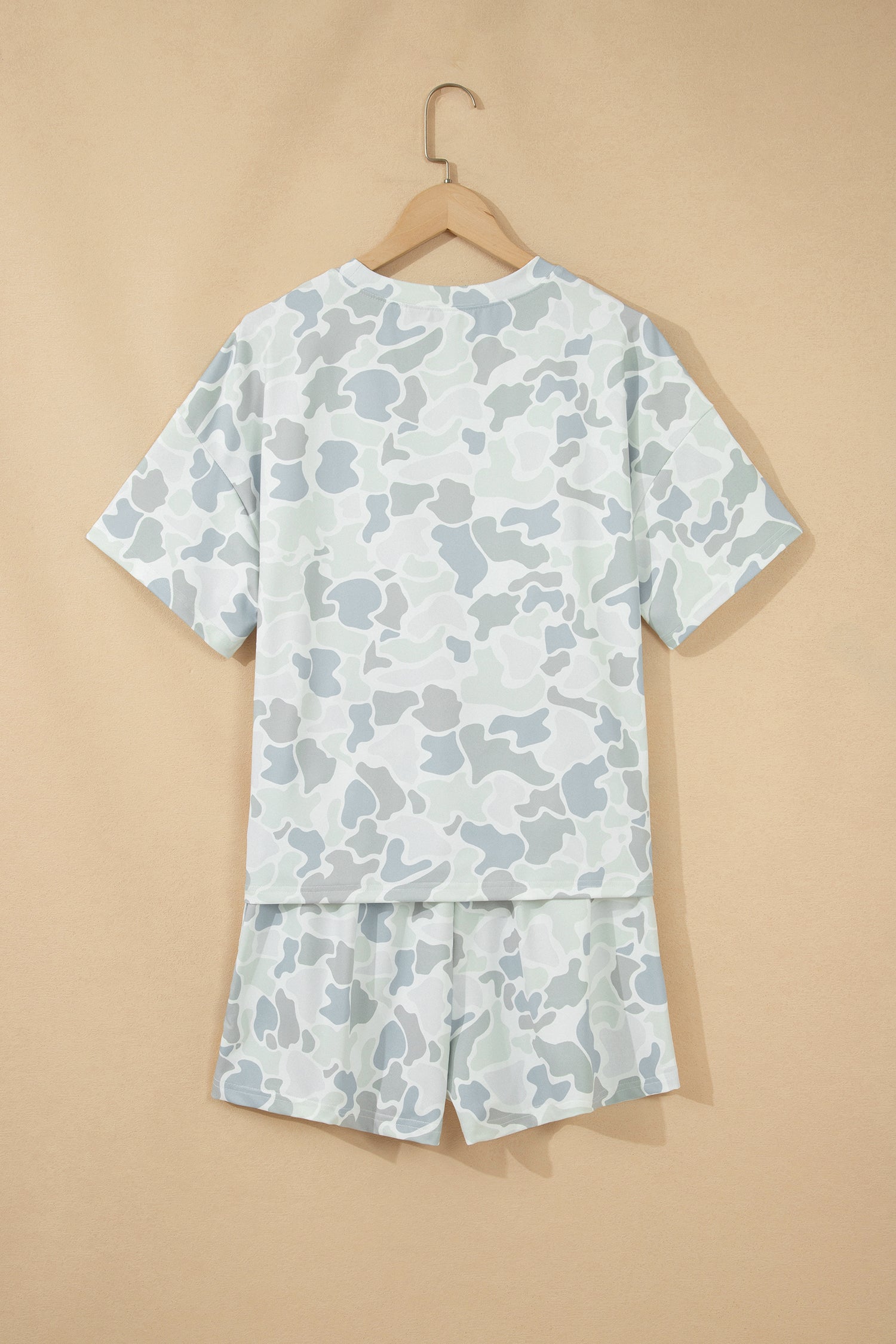 Multicolour Camouflage Print Casual Tee & Drawstring Shorts Co-ord Set
