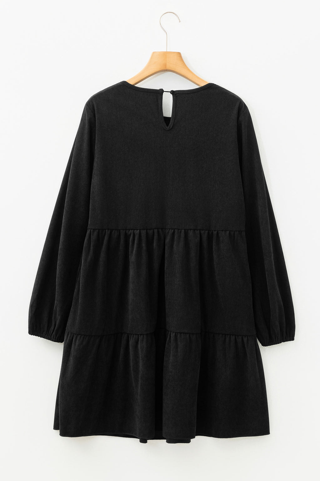 Lantern Sleeve Tiered Mini Dress | Black, Dark Brown & Mist Green | UK 8–22