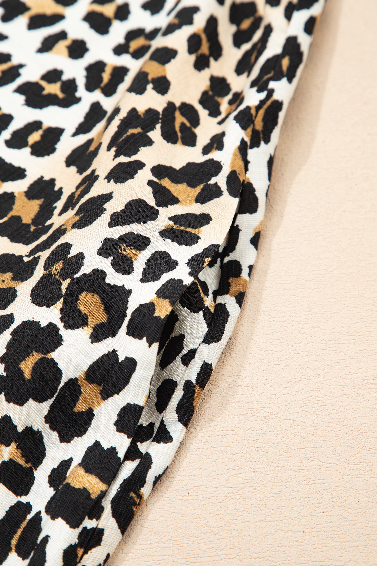 Women's Multicolour Half Buttons Short Sleeve Loose Leopard Mini Dress with Pockets at LivelyLooks