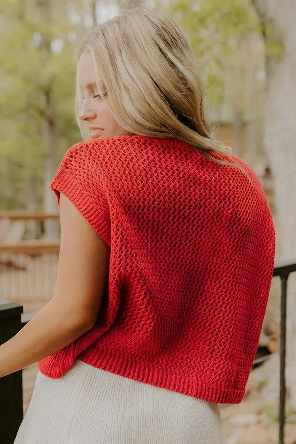 LivelyLooks Fiery Red Flag Graphic Short Sleeve Sweater Top women's fashion