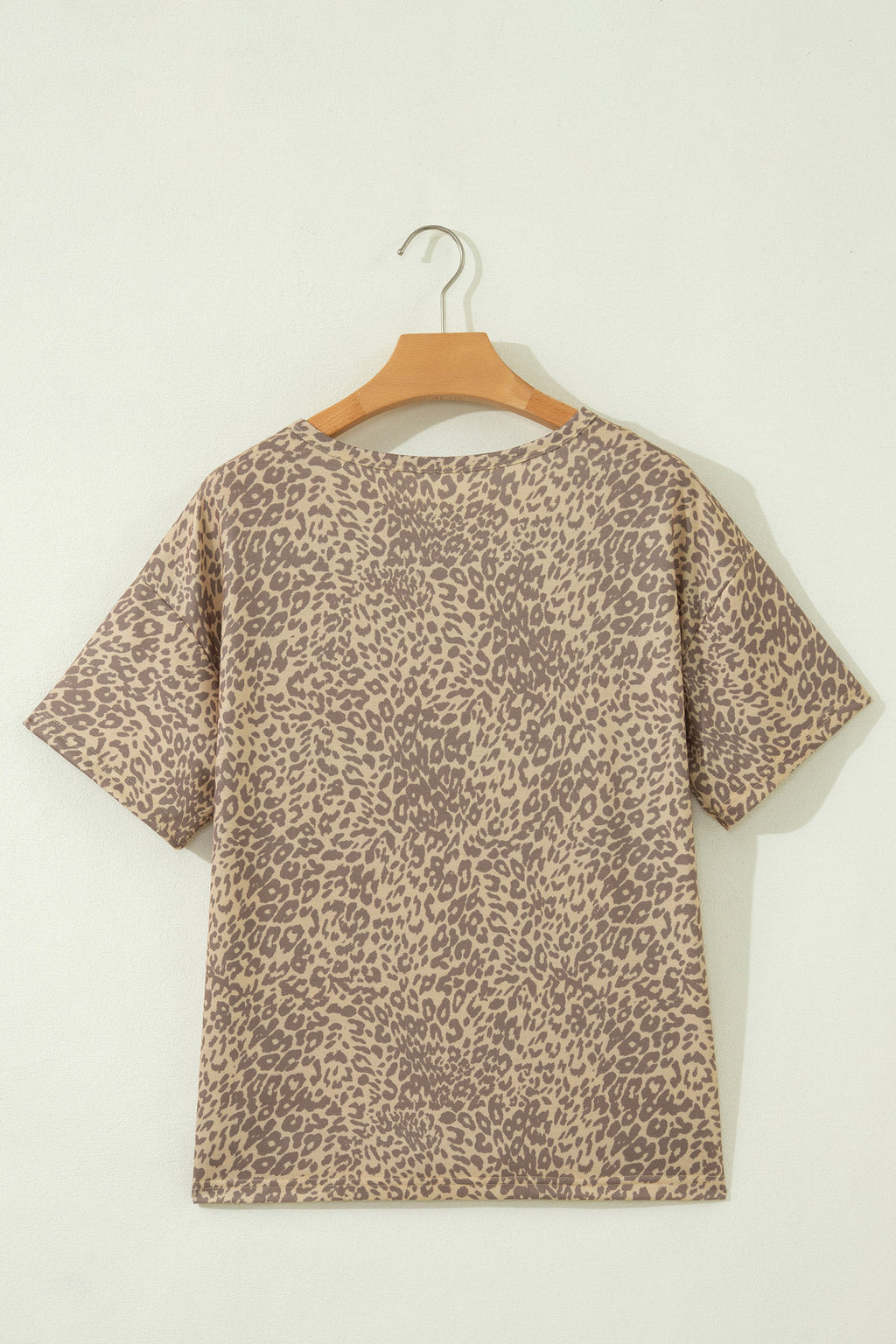LivelyLooks Khaki Leopard Retro Studded Star Patch Loose Tee Animal Print T-Shirt Boho Top women's fashion