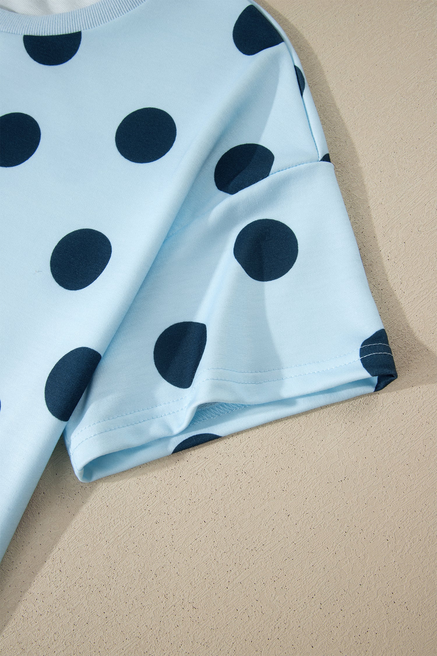 Polka Dot Print Tee & Shorts Co-ord Set | Pink, Black & Sky Blue