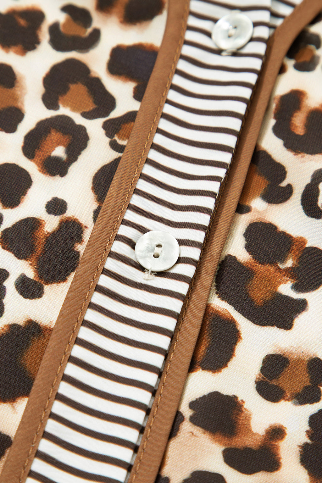 Women's Brown Leopard Stripe Patchwork 3/4 Sleeve Loose Mini Dress at LivelyLooks