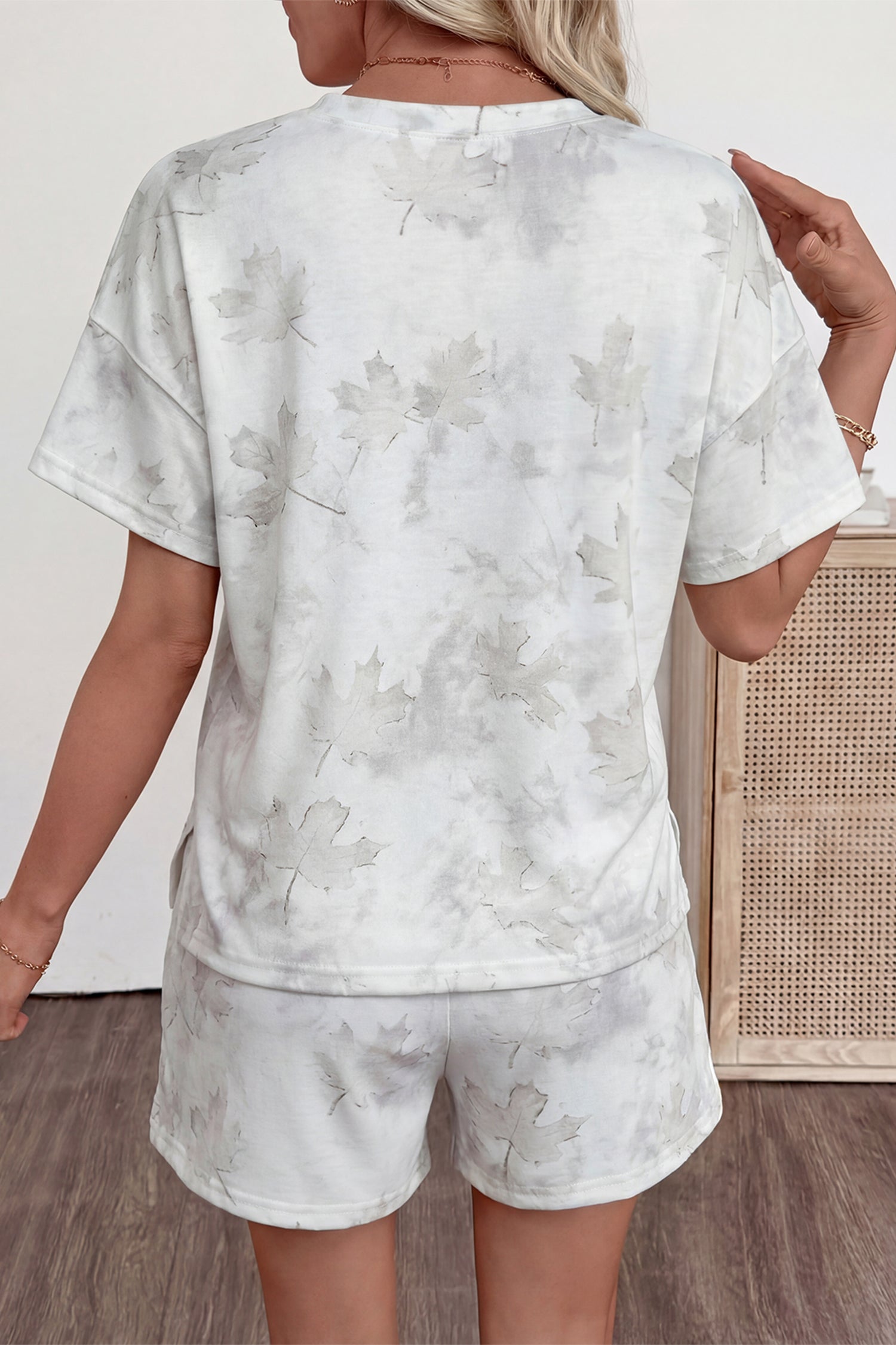 White Woodland Camouflage Casual Tee & Shorts Co-ord Set