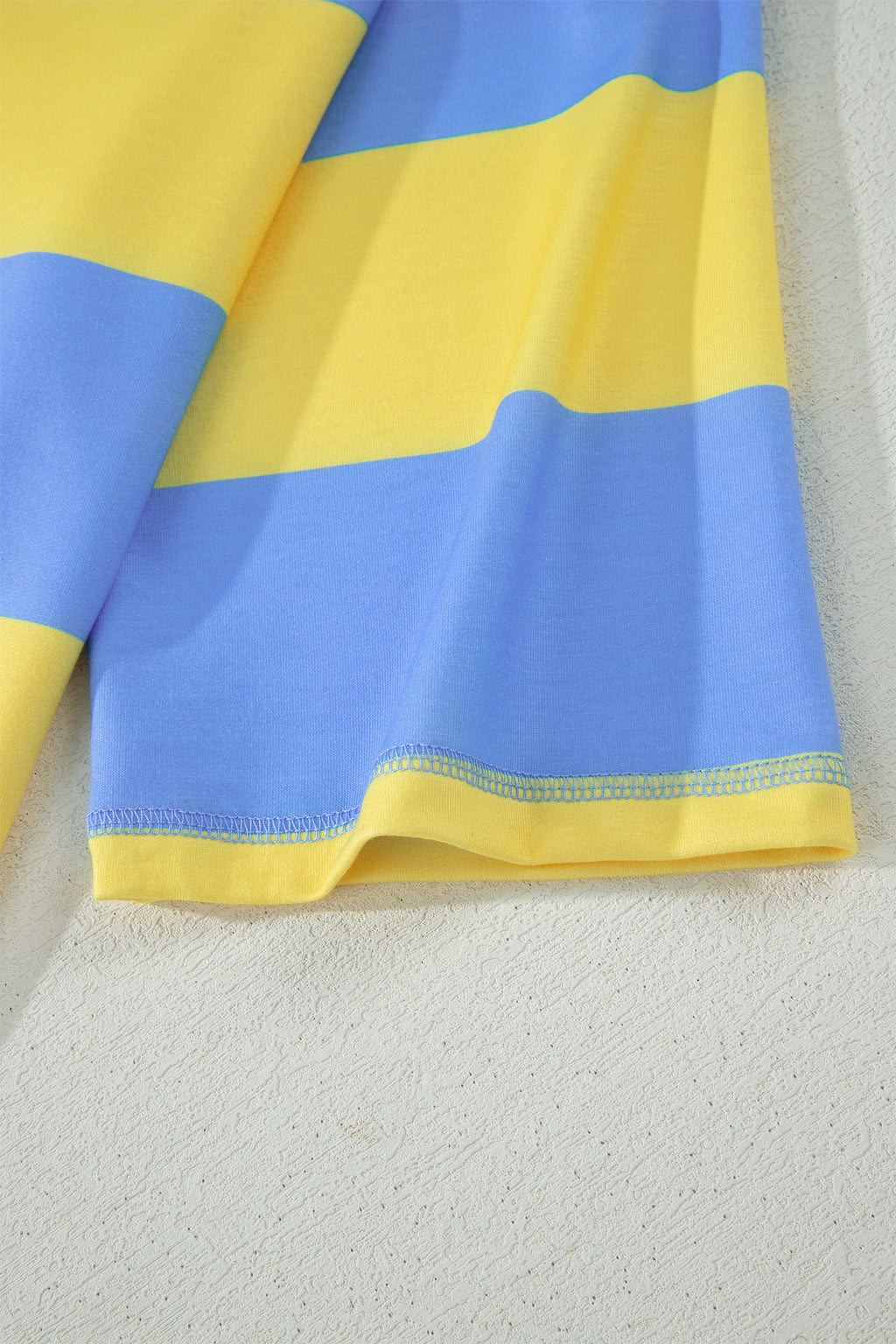 Seam Detail Half-Zip Tee & Casual Shorts Co-ord | Pink, Sky Blue & Yellow Stripe