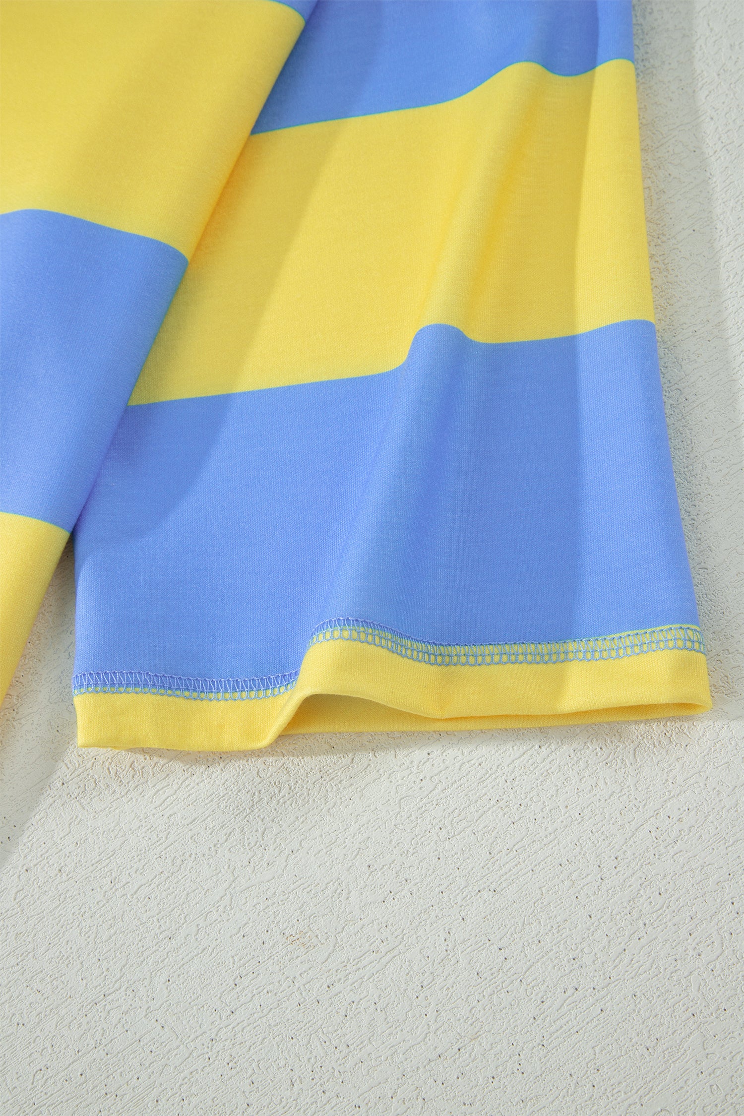 Seam Detail Half-Zip Tee & Casual Shorts Co-ord | Pink, Sky Blue & Yellow Stripe