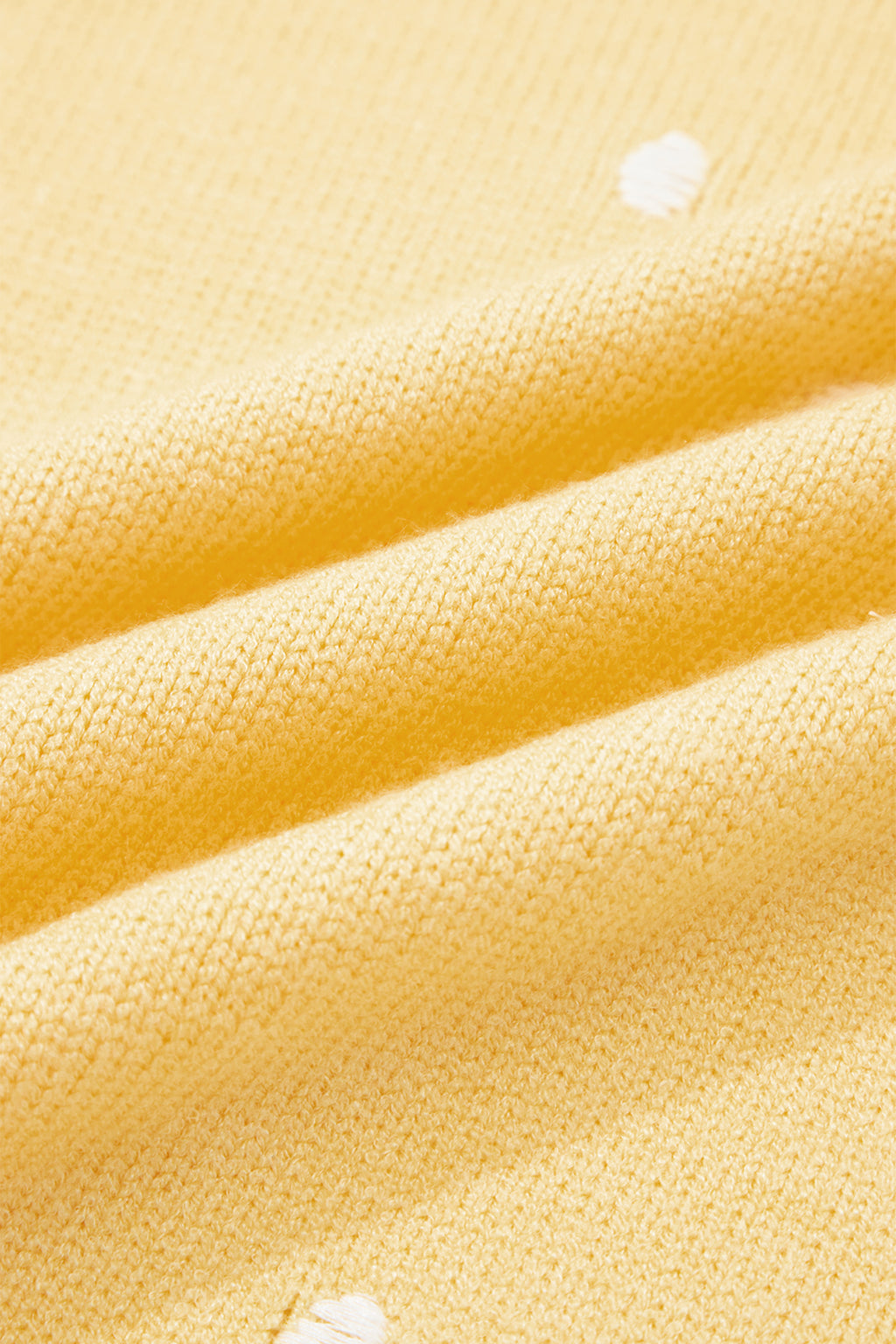 LivelyLooks Yellow Cream Elegant Polka Dot Bubble Short Sleeve Sweater women's fashion