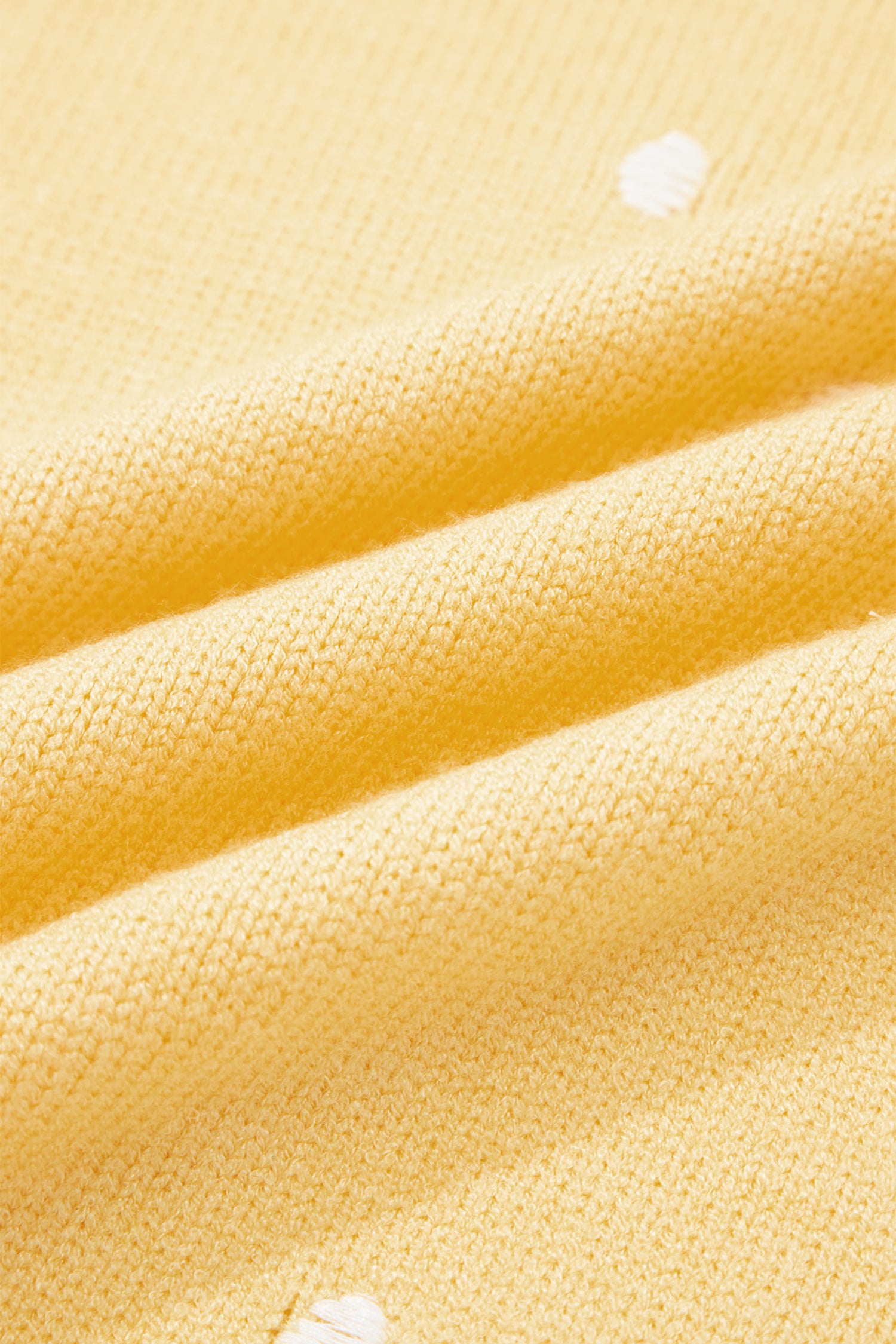 LivelyLooks Yellow Cream Elegant Polka Dot Bubble Short Sleeve Sweater women's fashion