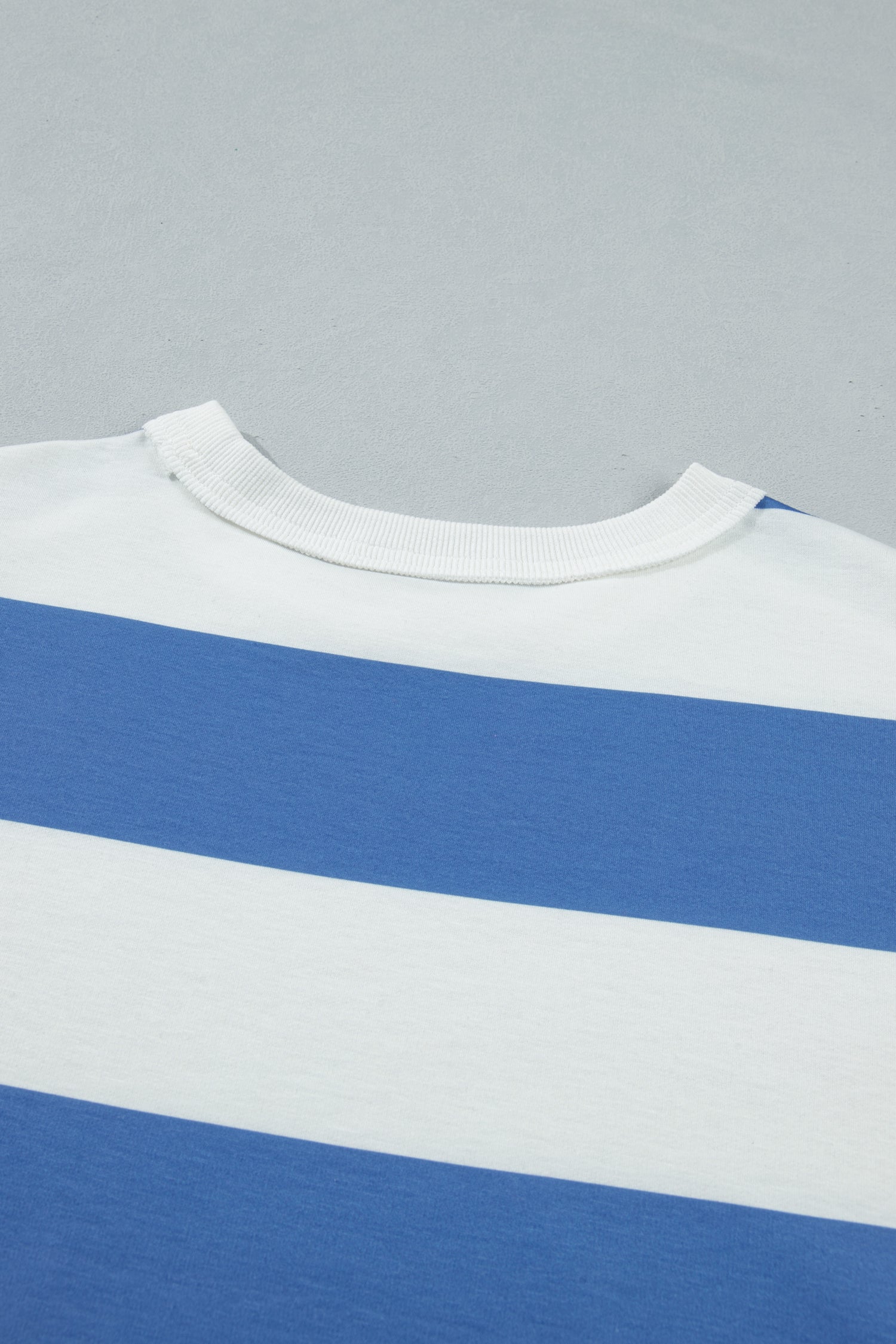 Women's Blue Stripe Raw Seam Shoulder Casual T-Shirt Mini Dress Short Sleeve S-XL at LivelyLooks