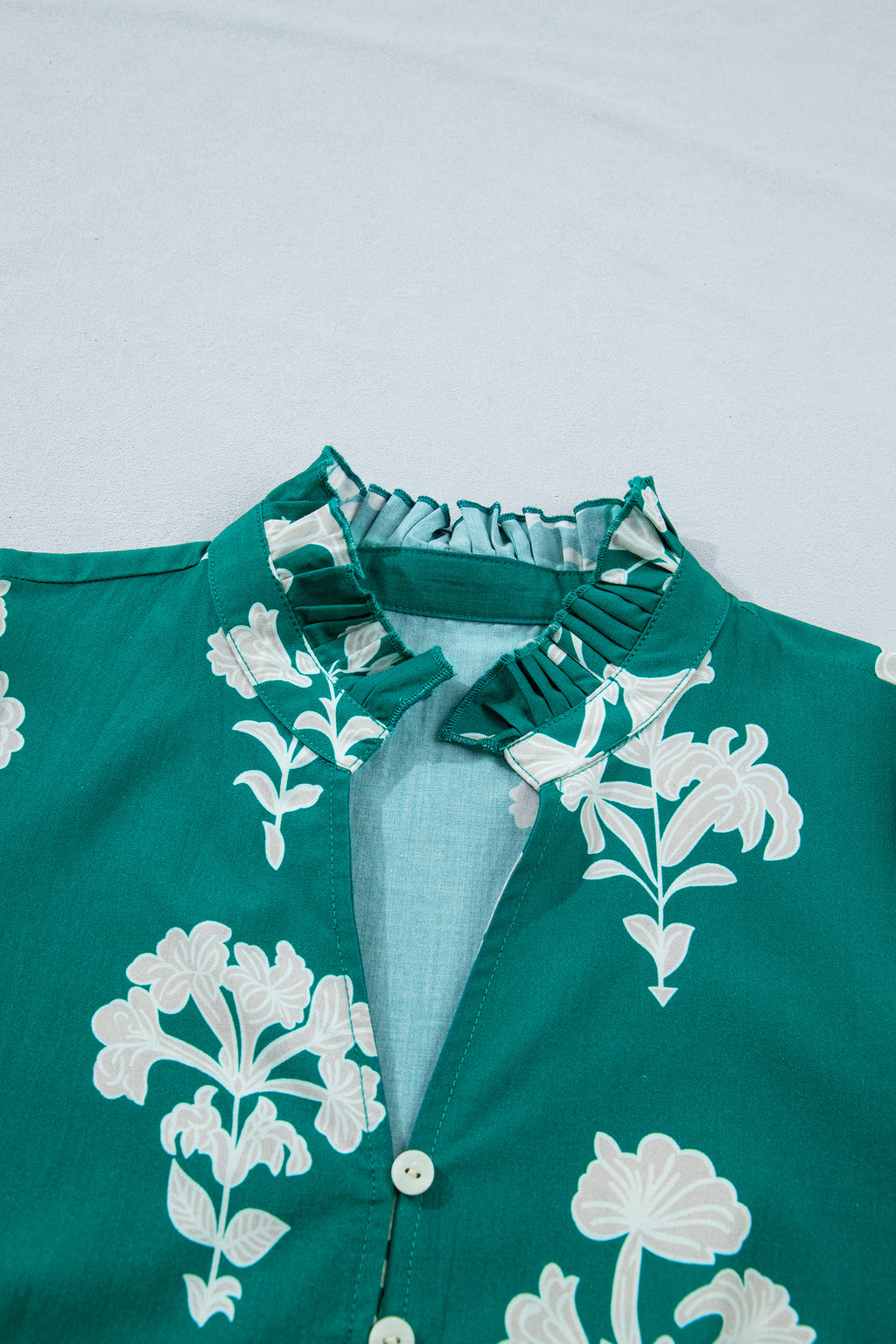 Black & Green Frilled V Neck Puff Sleeve Floral Mini Dress S-XL