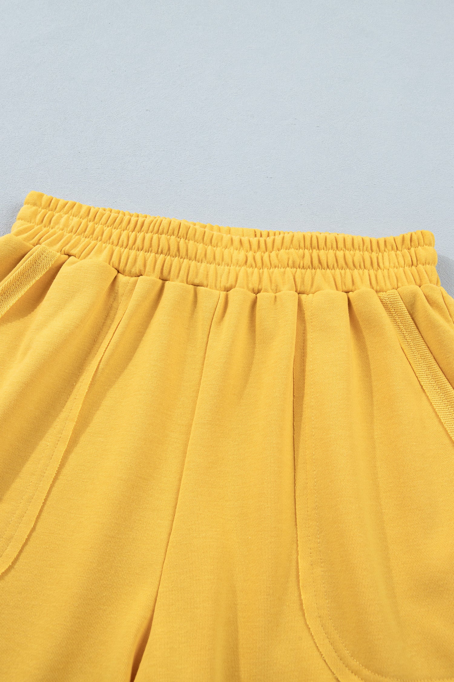 Women's Yellow & Blue Loose Polo Tee & Elastic Waist Shorts Co-ord Set | S-XL at LivelyLooks