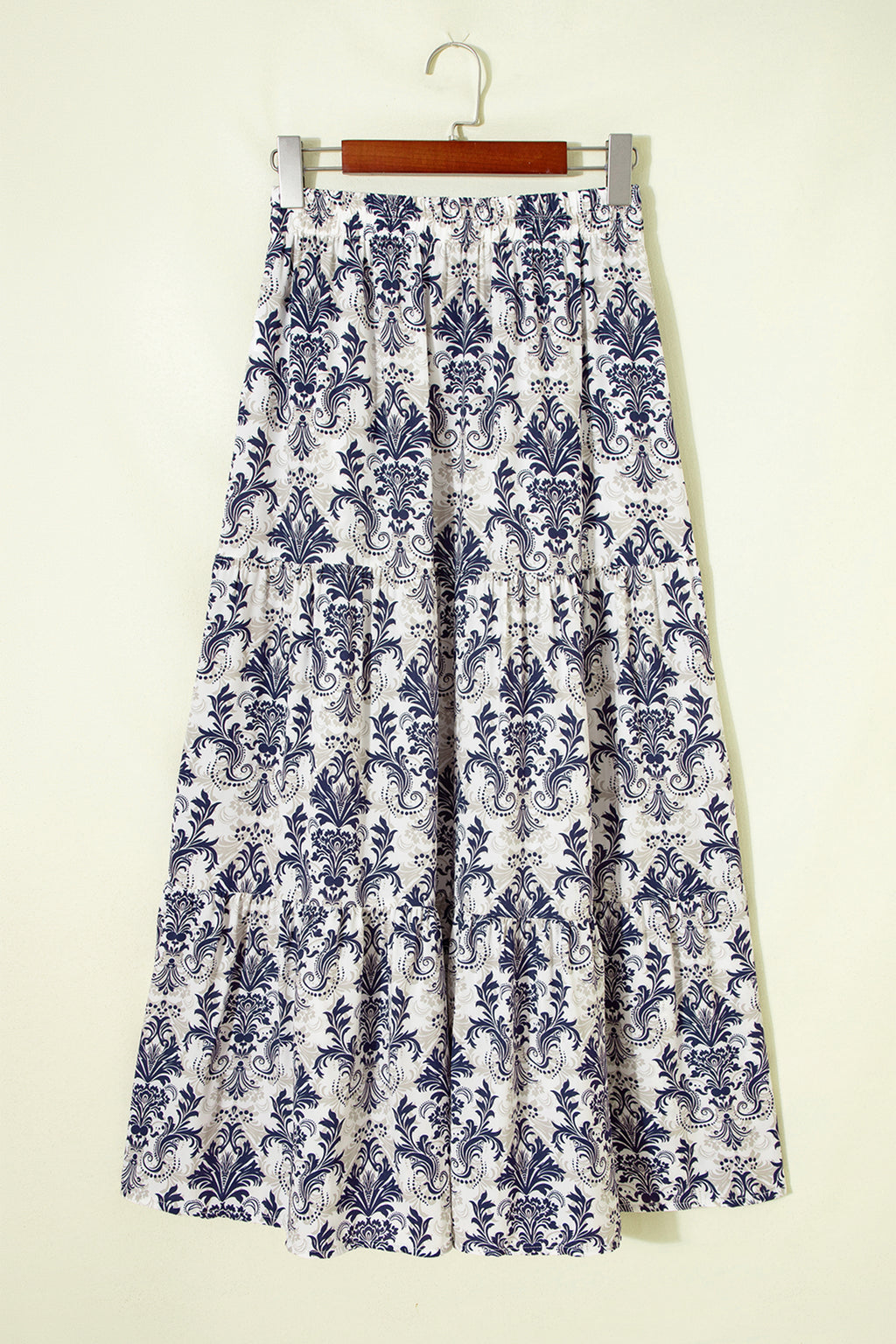 Bohemian Floral Print Tiered Split Maxi Skirt
