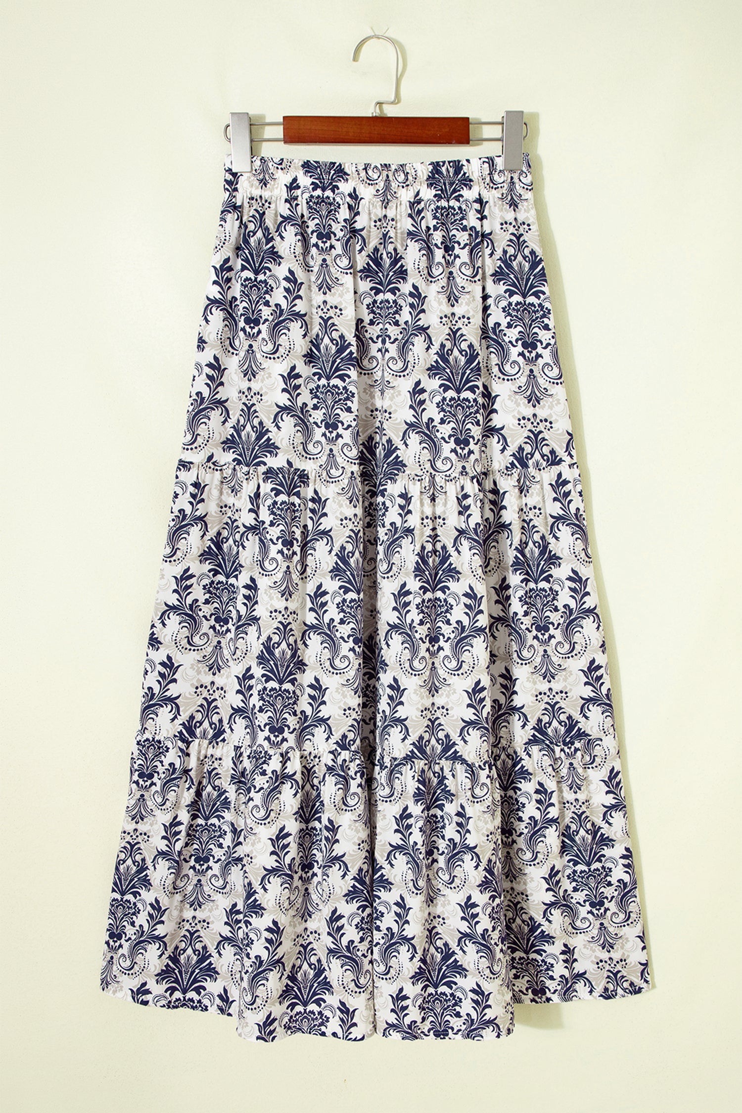 Bohemian Floral Print Tiered Split Maxi Skirt