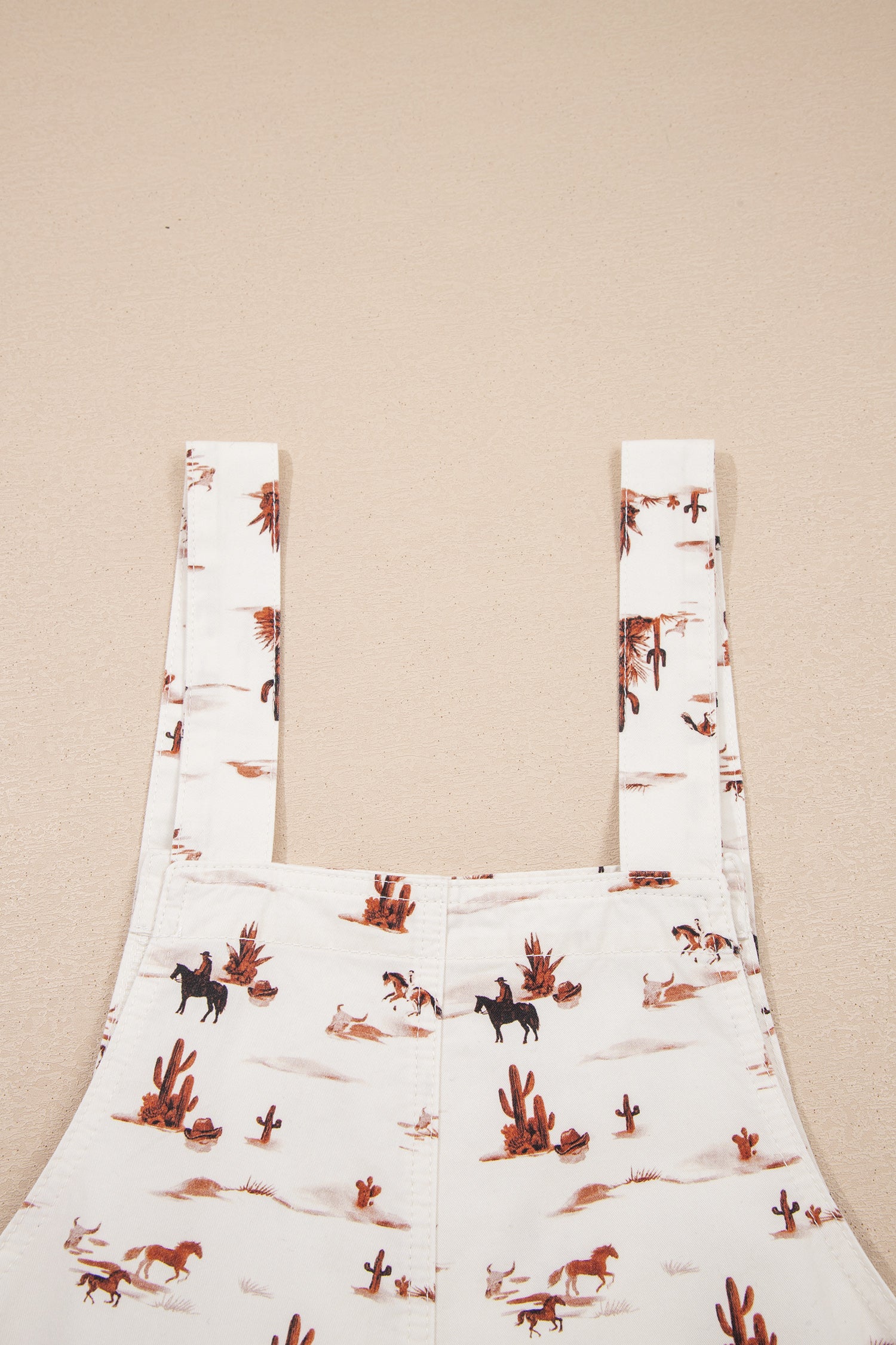 LivelyLooks Beige Western Print Adjustable Strap Loose Dungaree Jumpsuit women's fashion