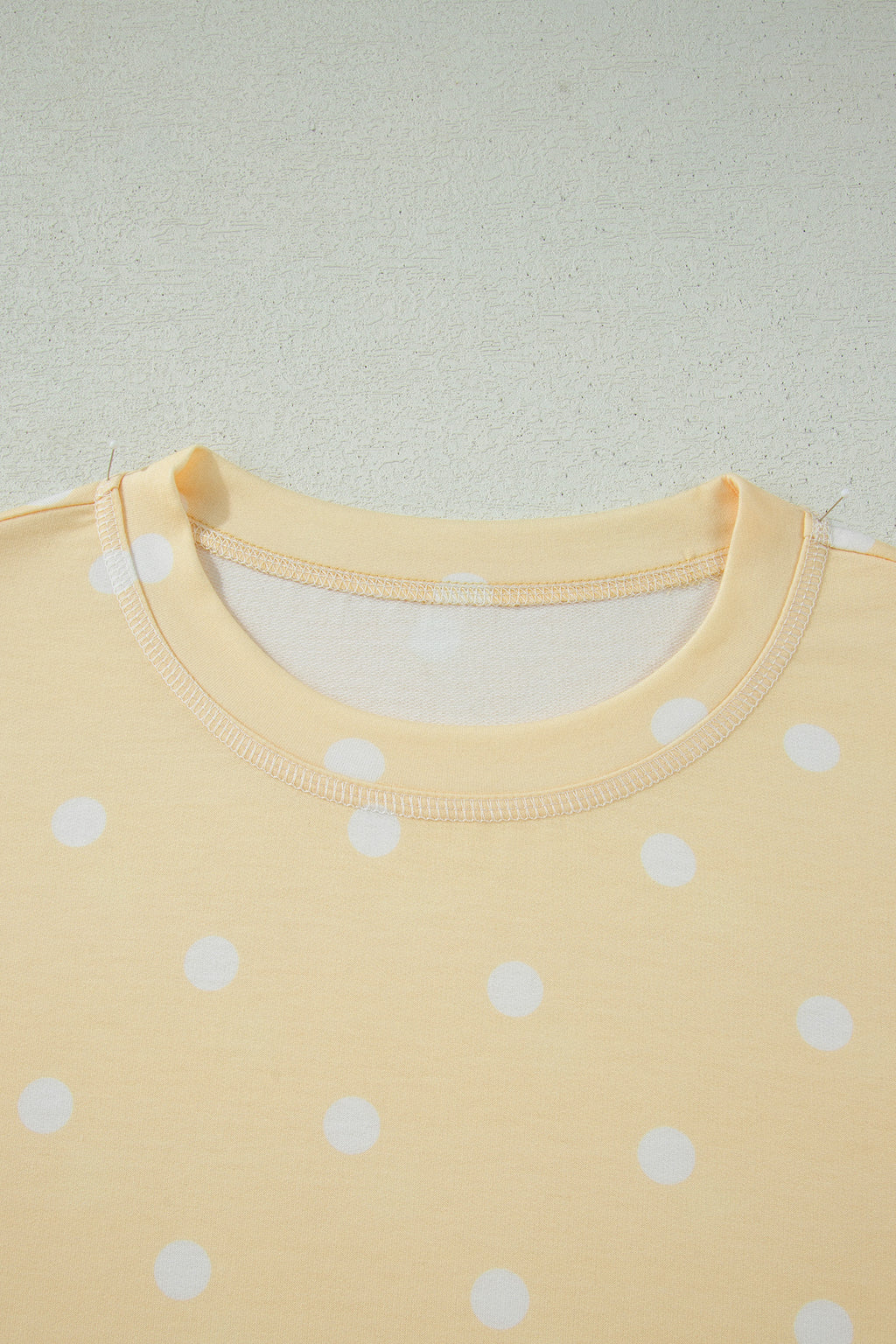 White Polka Dot Exposed Seam Loose Tee & Drawstring Shorts Set S-XL