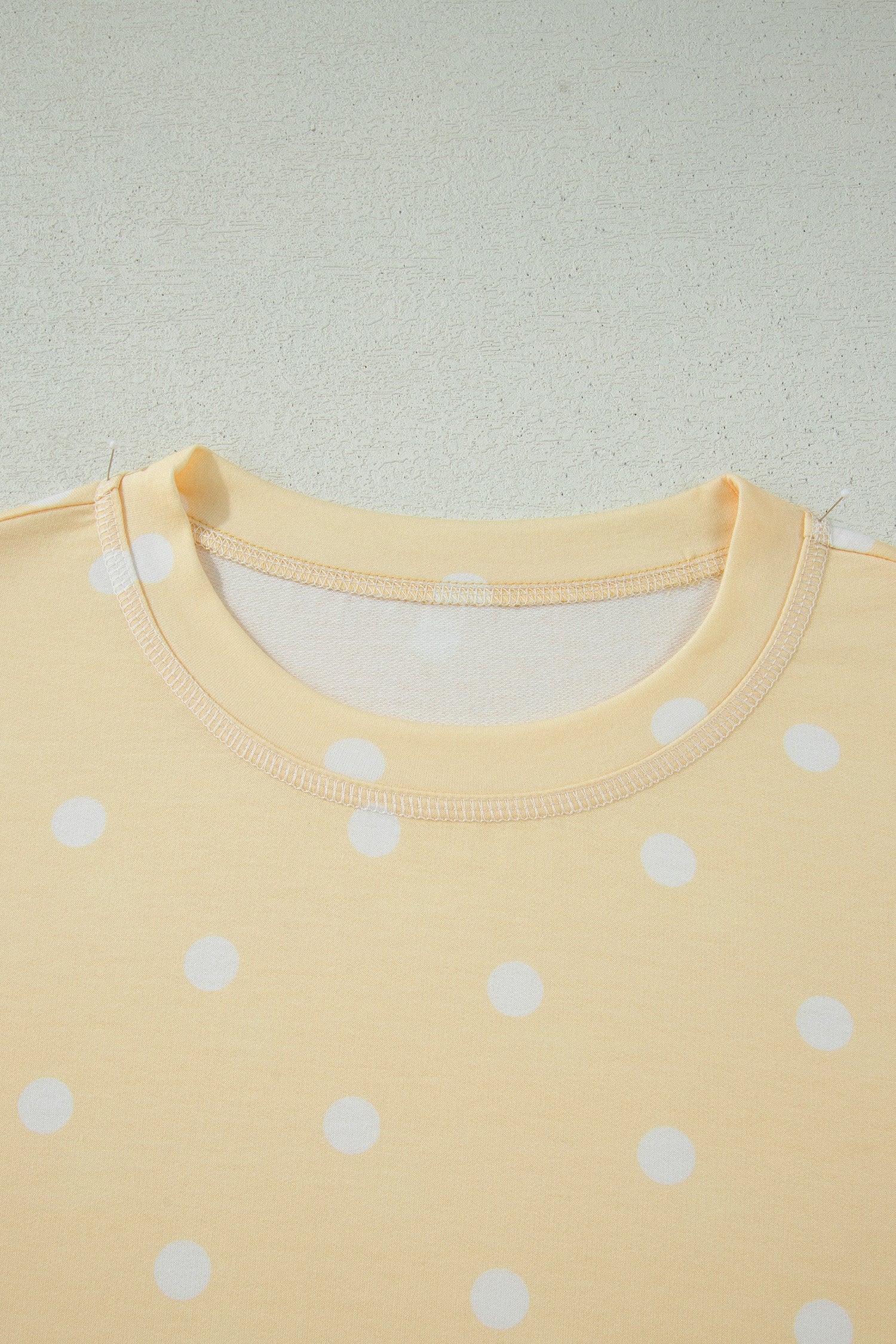 White Polka Dot Exposed Seam Loose Tee & Drawstring Shorts Set S-XL