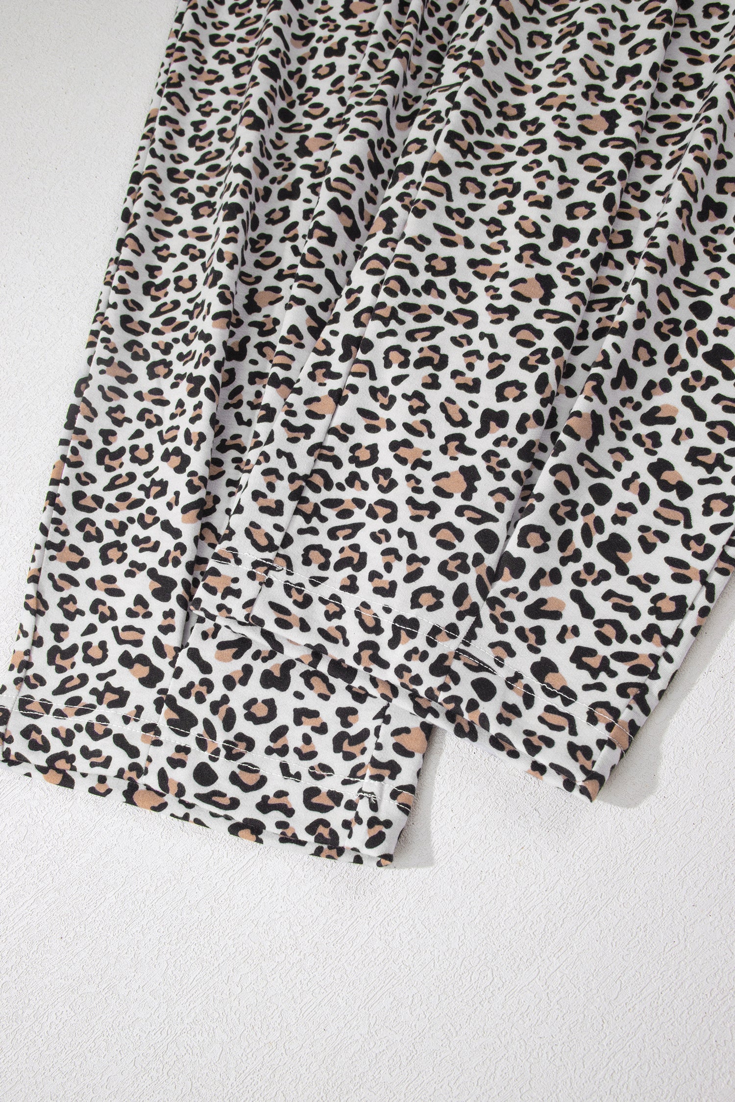 Leopard High-Low Loose Tee & Ankle Length Pants Set | Brown & White | UK 8–22