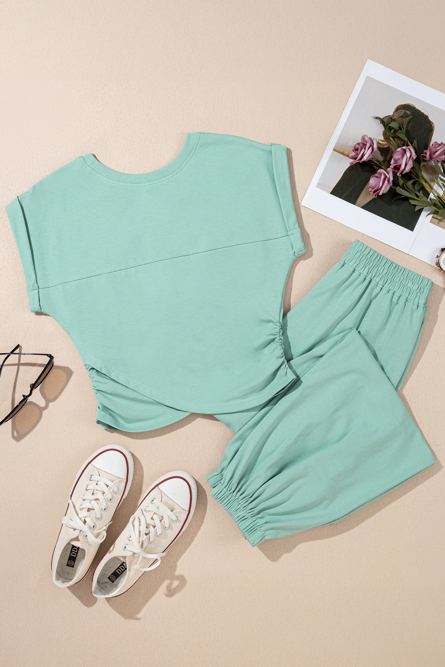 Solid Cropped Cap Sleeve Tank & Jogger Pants Set | 4 Colours | Sizes 8-22