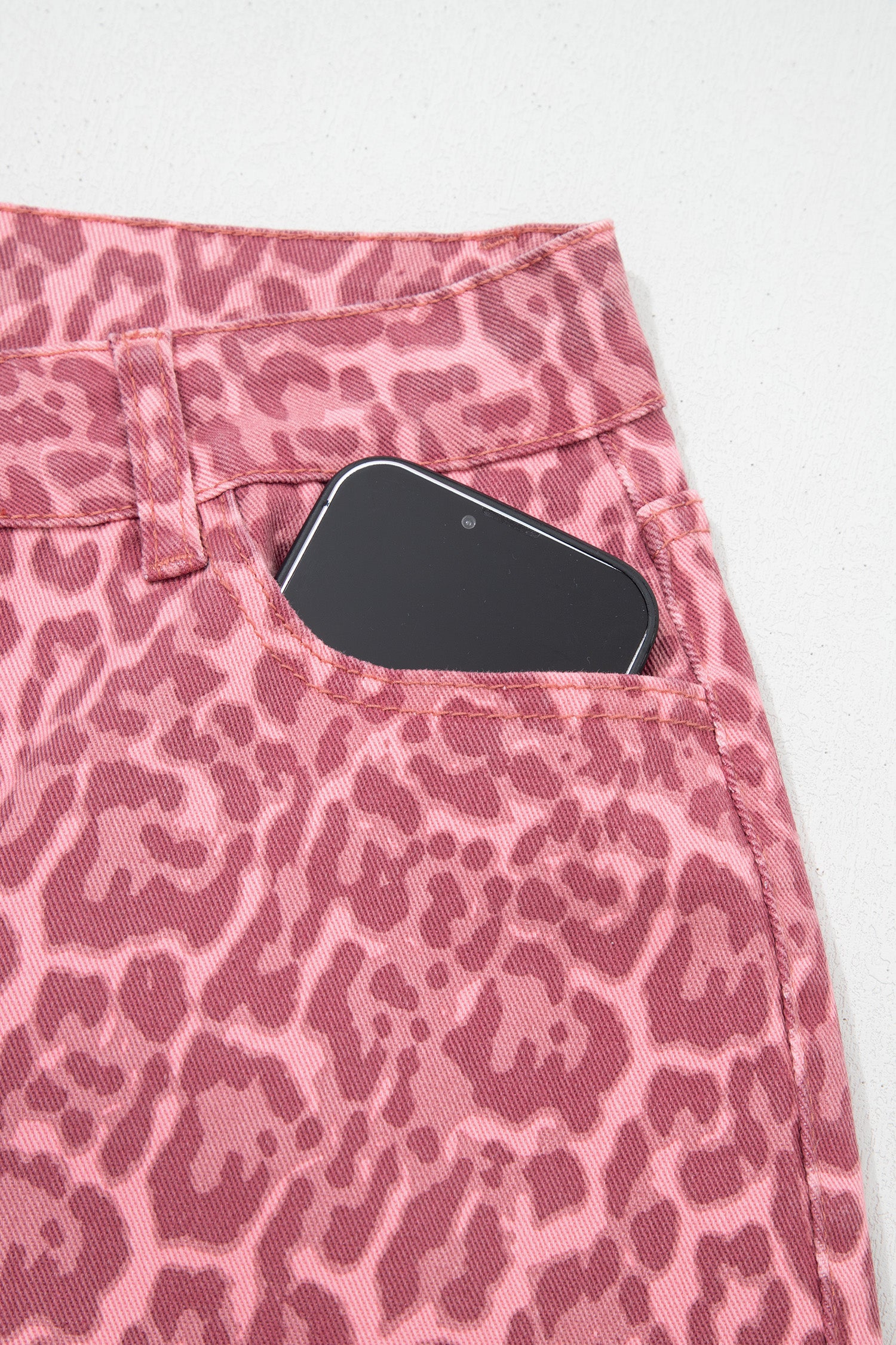 Leopard Print Wide Leg High Waist Jeans | Brown, Grey, Blue & Pink