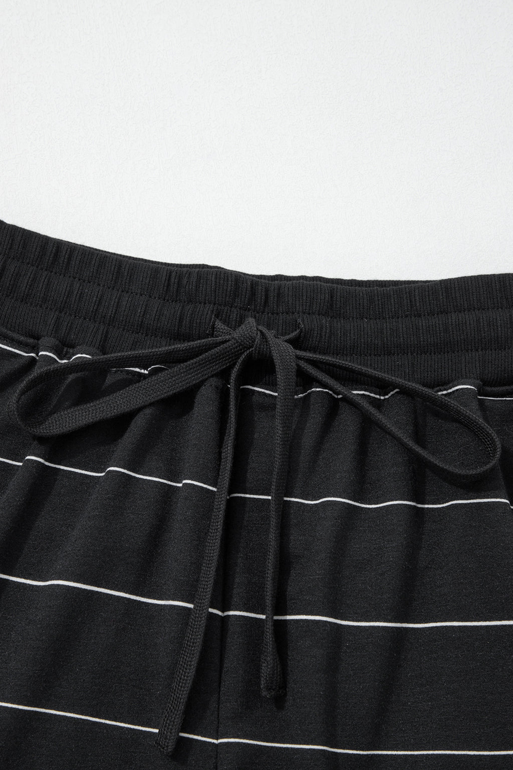 Stripe Half Sleeve Tee & Drawstring Shorts Co-ord Set – White & Black