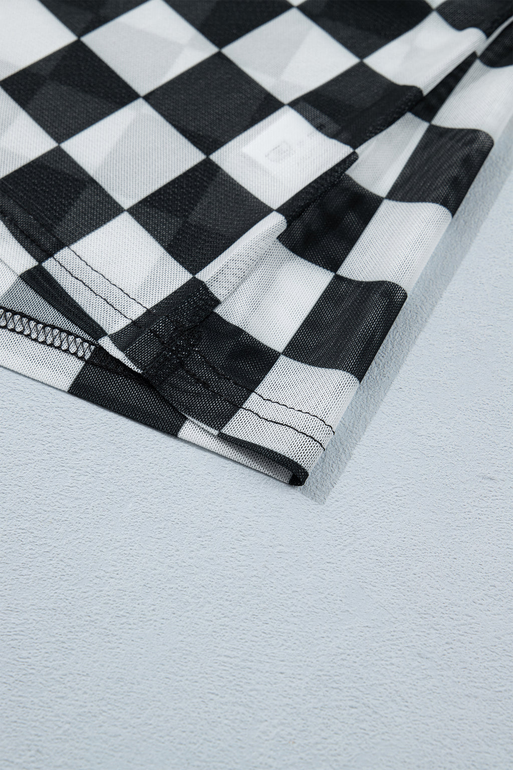 Black Sheer Checkered Print Spaghetti Strap Slim Tank Top