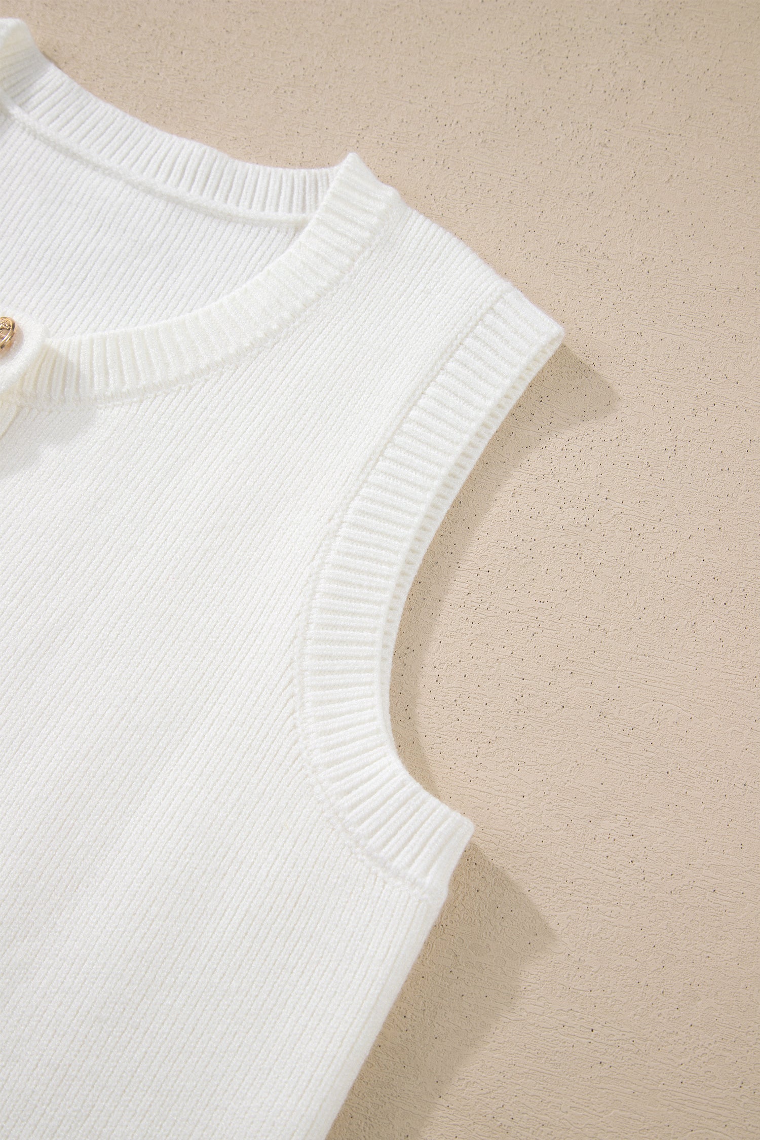 White Yellow Sleeveless Knit Button Sweater Vest Pockets S-XL