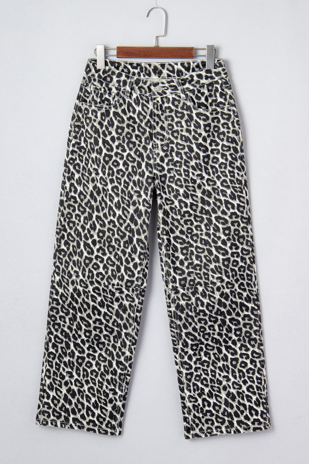 Shop Black Leopard Print Barrel Jeans UK 8-20 at LivelyLooks