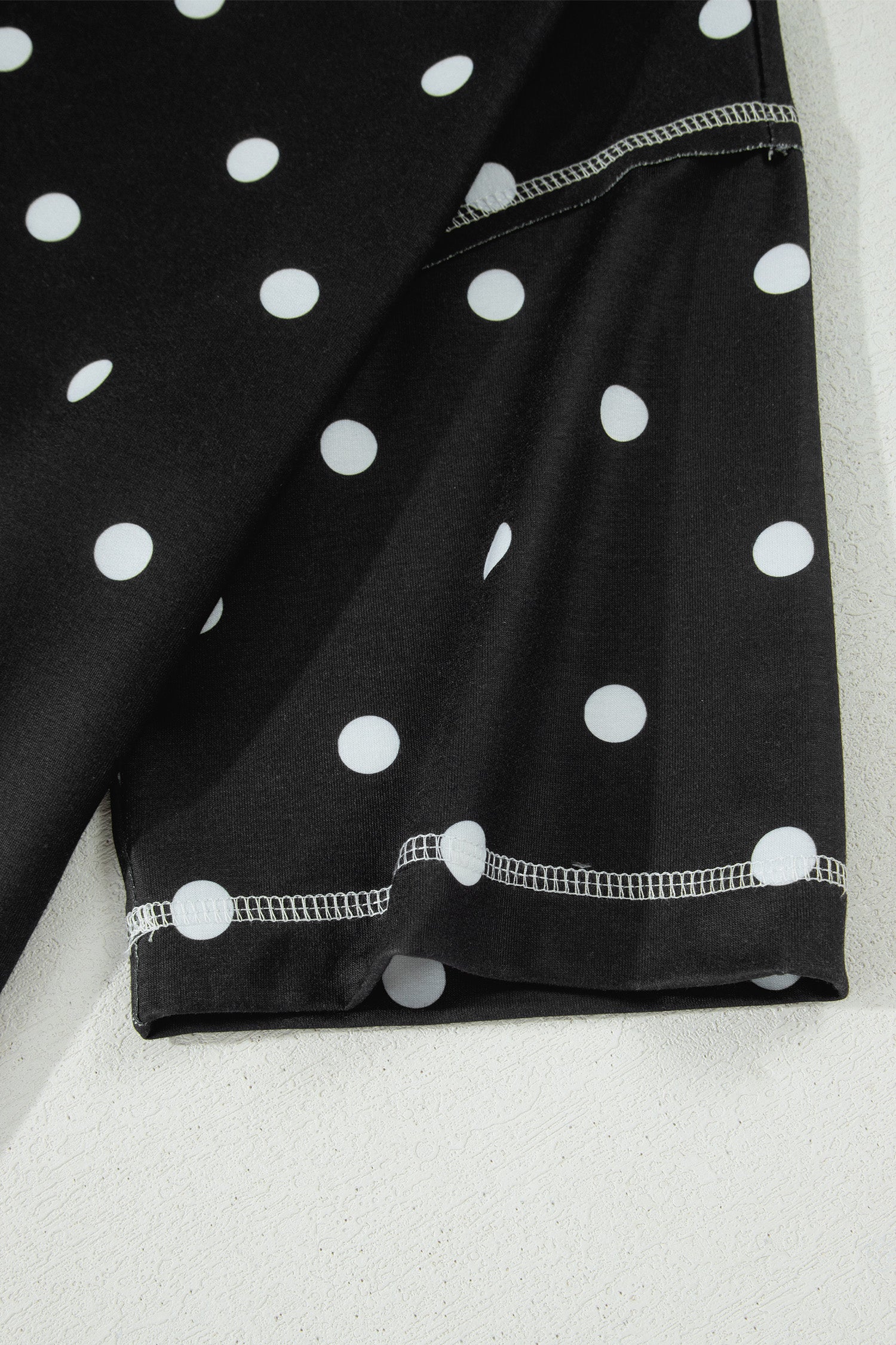 LivelyLooks White Polka Dot Exposed Seam Loose Tee & Drawstring Shorts Set S-XL women's fashion