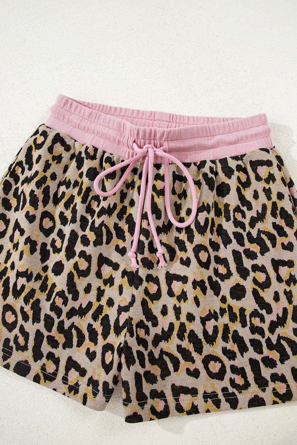 Women's Pink Leopard Print Long Sleeve Pullover & Shorts Set Women's S-XL at LivelyLooks