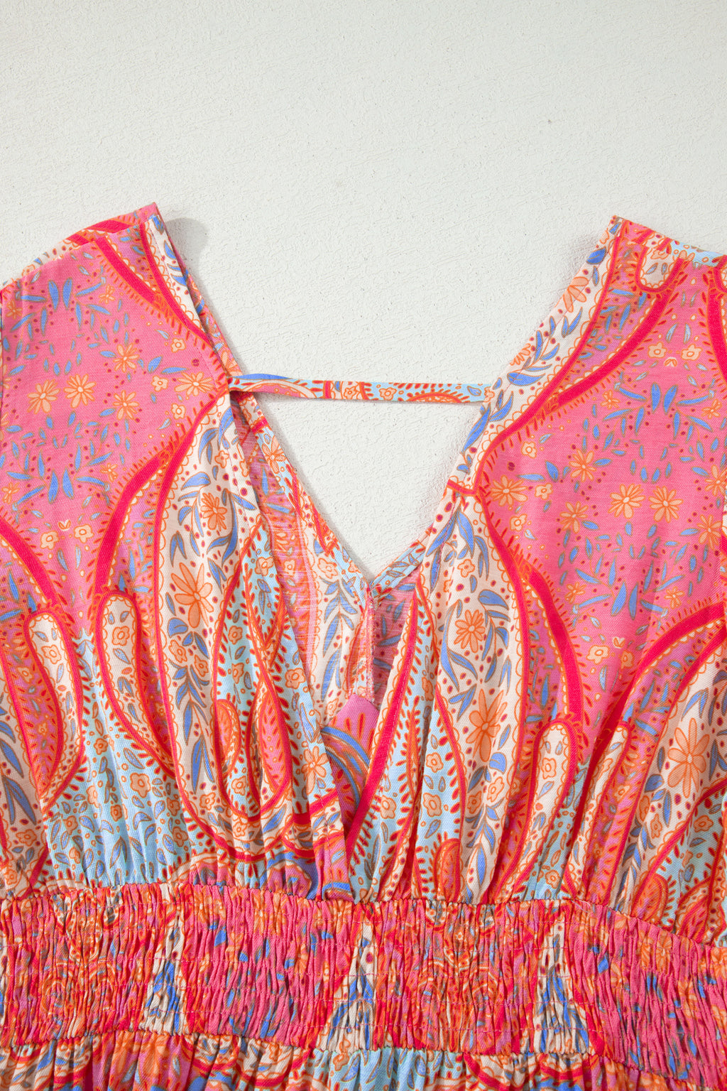 Multicolour Paisley Print V-Neck Flutter Sleeve Boho Maxi Dress