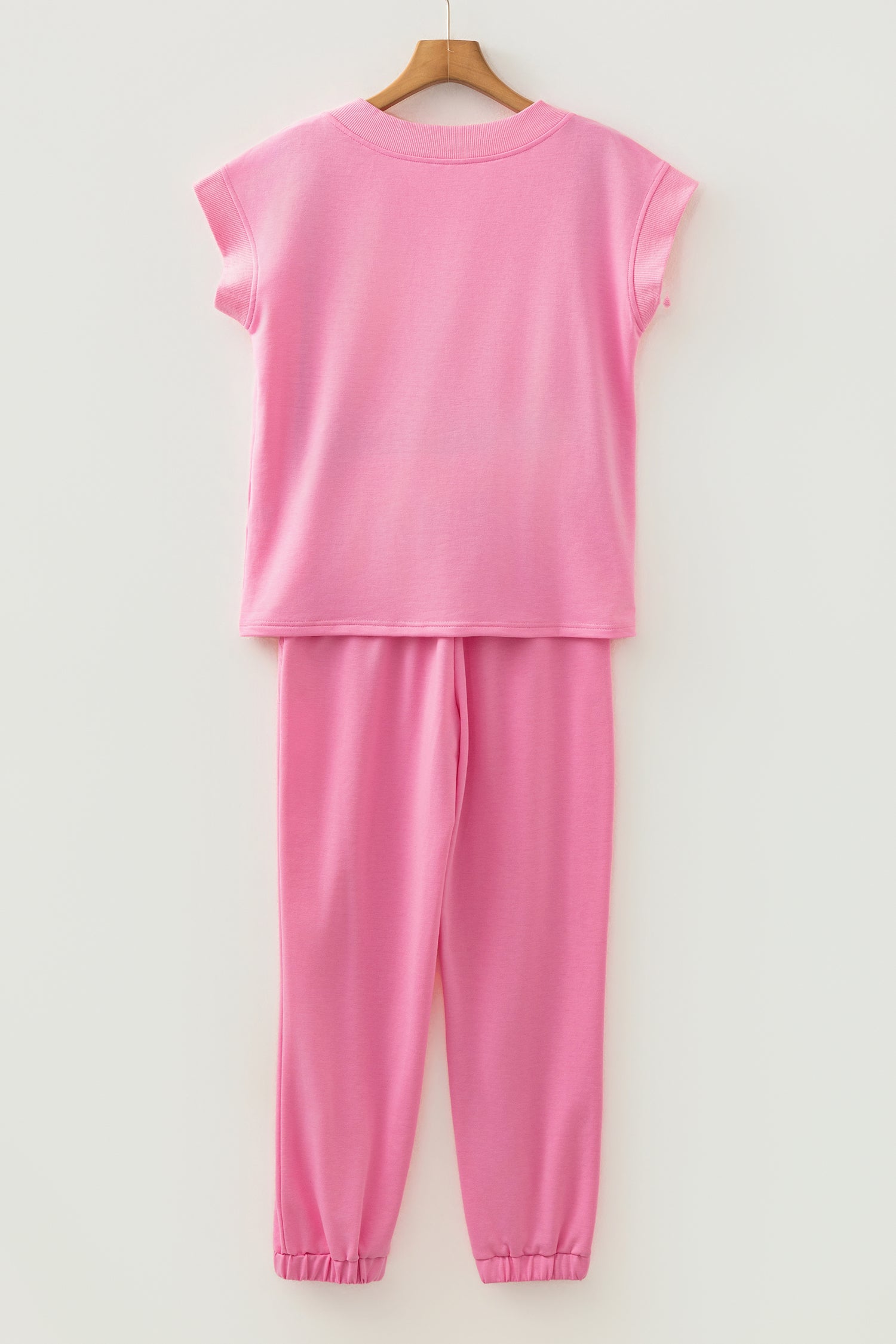 V-Neck Tee & Drawstring Pant Set | Apricot Pink, Mint Green, Bonbon & Beau Blue