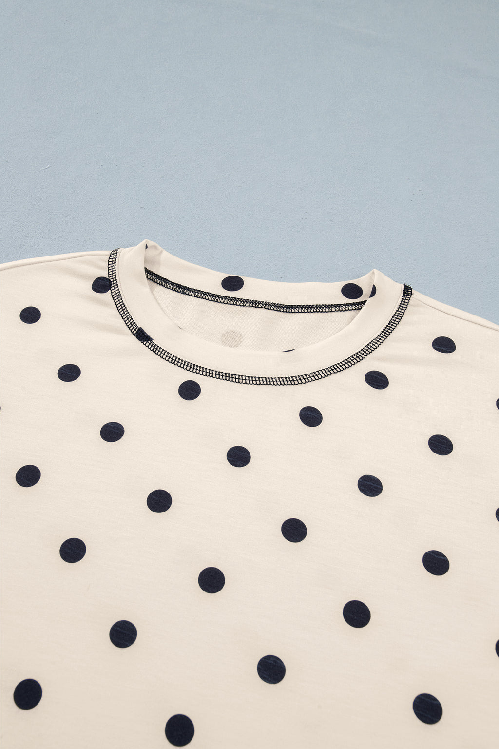 LivelyLooks White Polka Dot Exposed Seam Loose Tee & Drawstring Shorts Set S-XL women's fashion