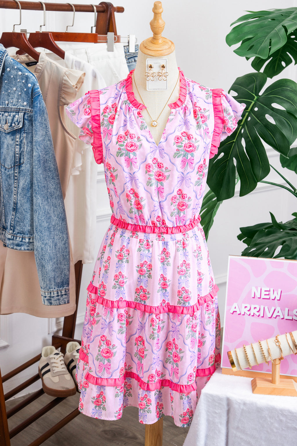 Purple Tiered Ruffle Sleeveless Summer Floral Mini Dress S-XL